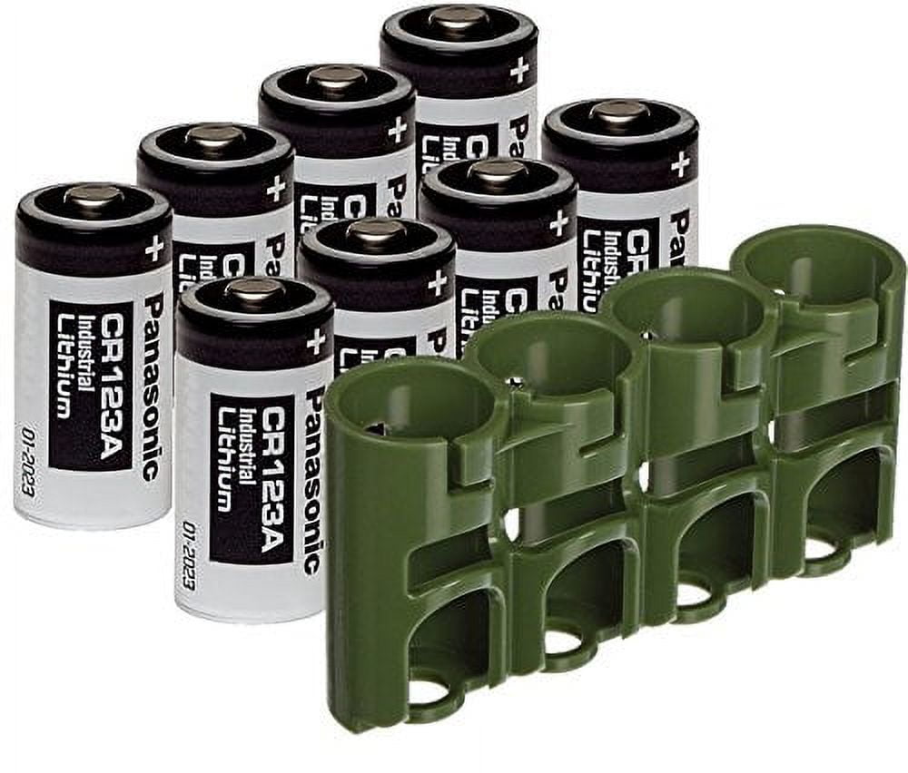 Panasonic CR123A 3V Industrial Lithium Batteries (8 Pack, Military Green Storage Case) coy2x