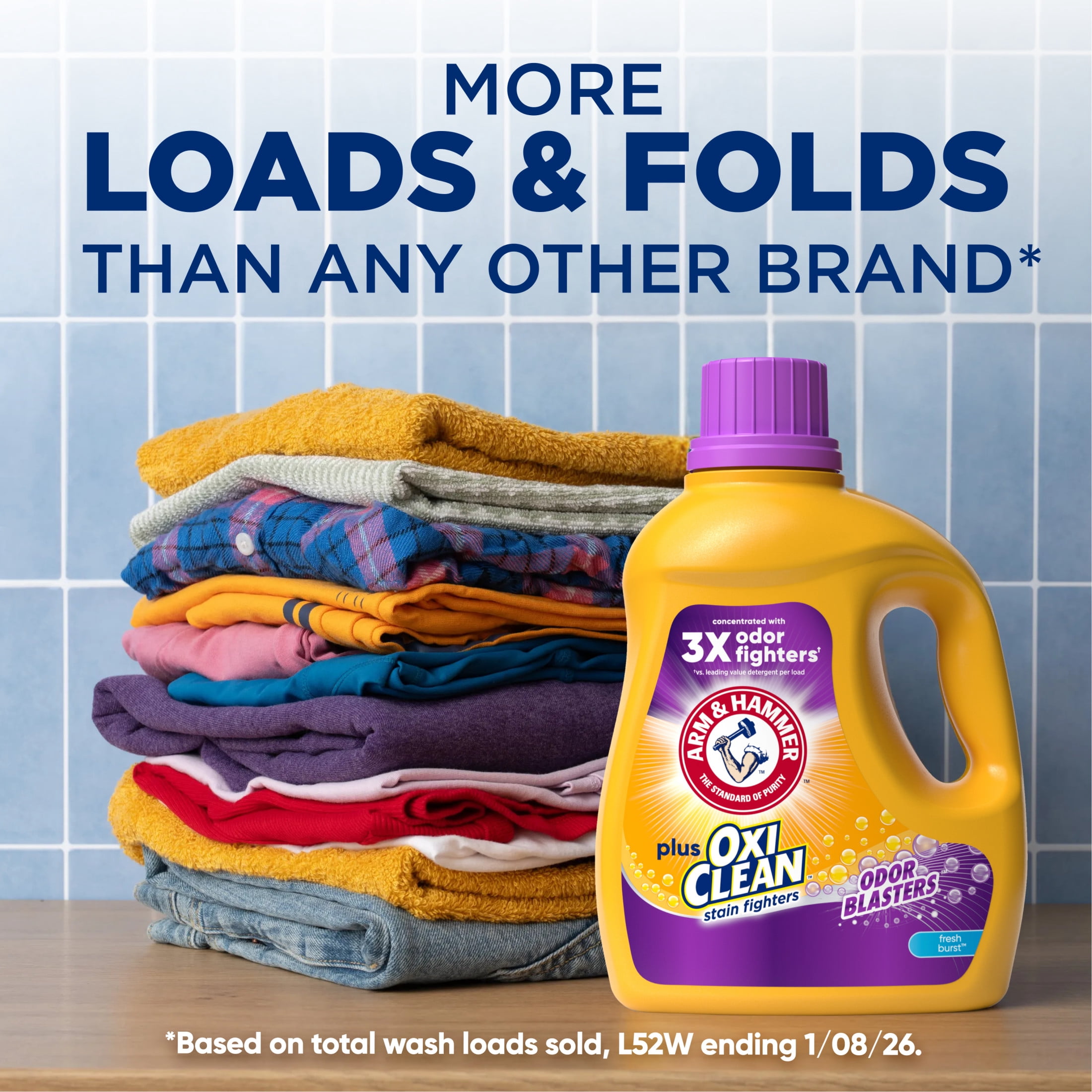 ARM & HAMMER Plus OxiClean Odor Blasters Liquid Laundry Detergent, Fresh Burst (96.2 fl oz) rvowv