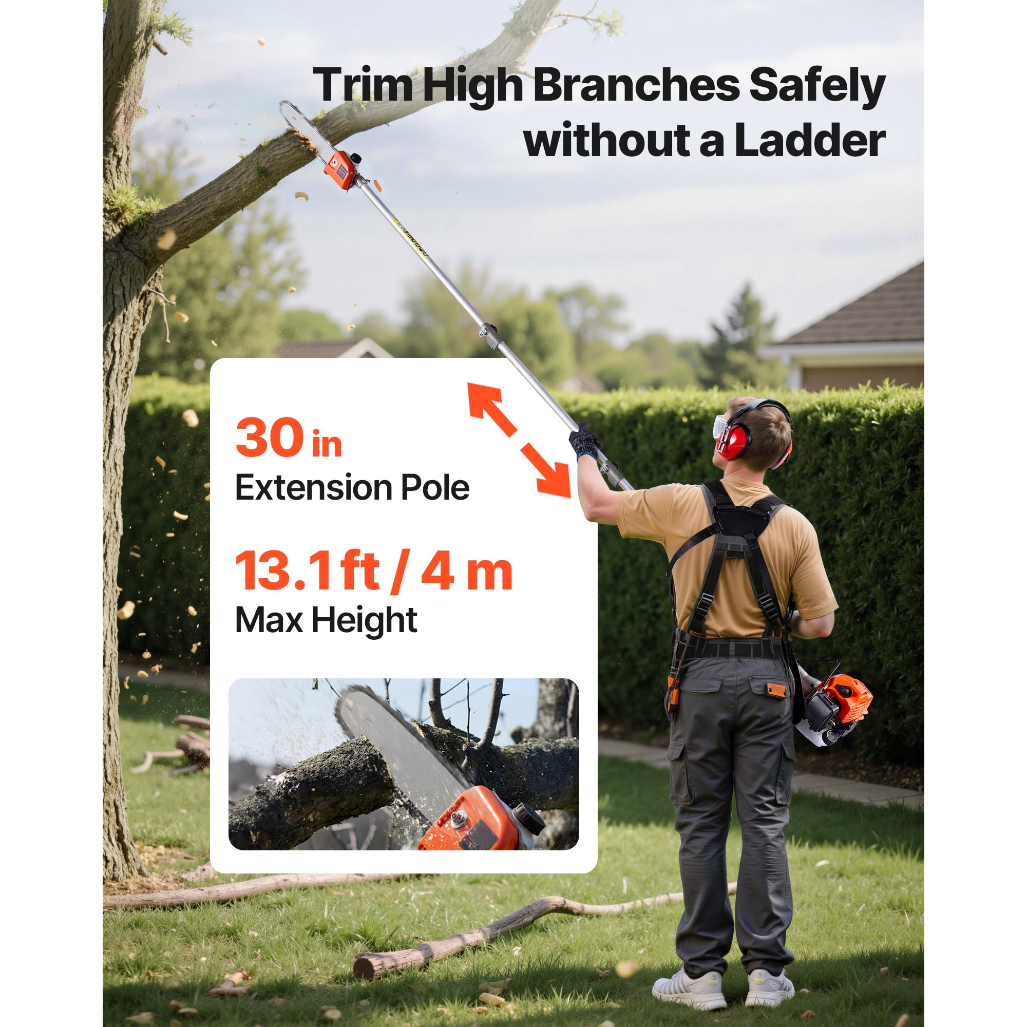 KFFKFF 6-in-1 Gas-Powered Multi-Functional Garden Tool Set, Hedge Trimmer with Extension Pole (1 Kit) j42sh
