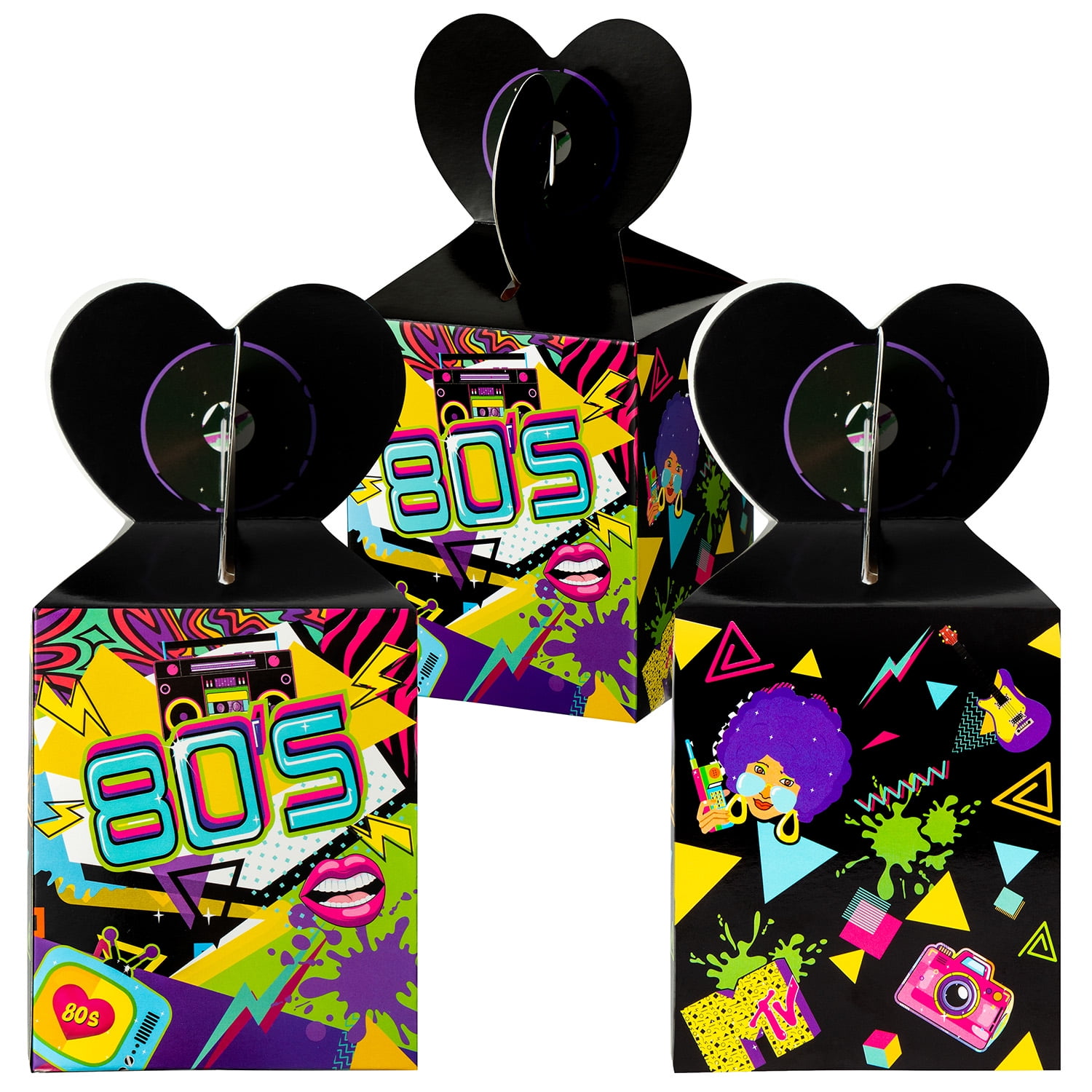 Haooryx 80s Retro Candy Gift Box Party Favor Containers (18 Pack, 3.2x3.2x3.9 in) tmzcr