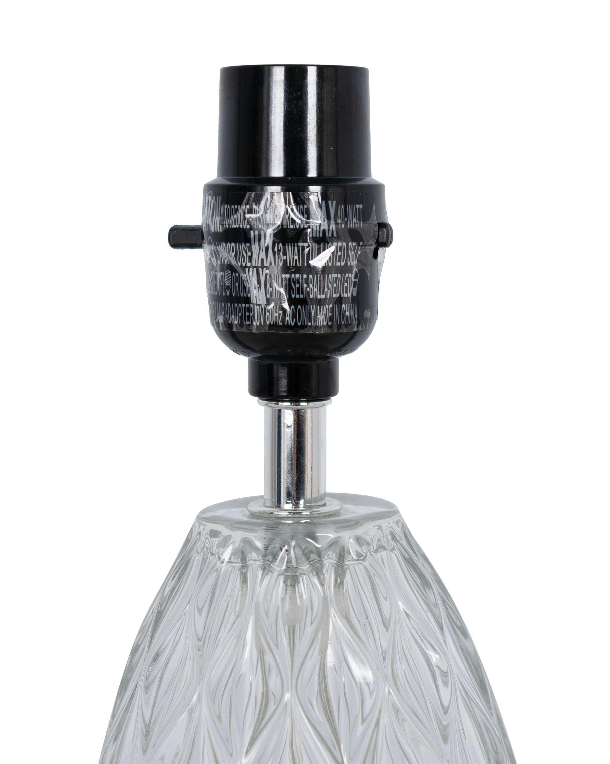 Mainstays Mini Glass Table Lamp with White Shade (Clear, 12.75 in) elbmf
