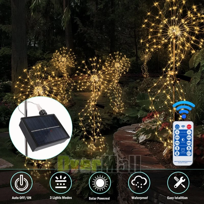 Purely Elizabeth Solar LED String Lights Outdoor Garden Christmas Decor with Remote (33 ft) 8ne0r