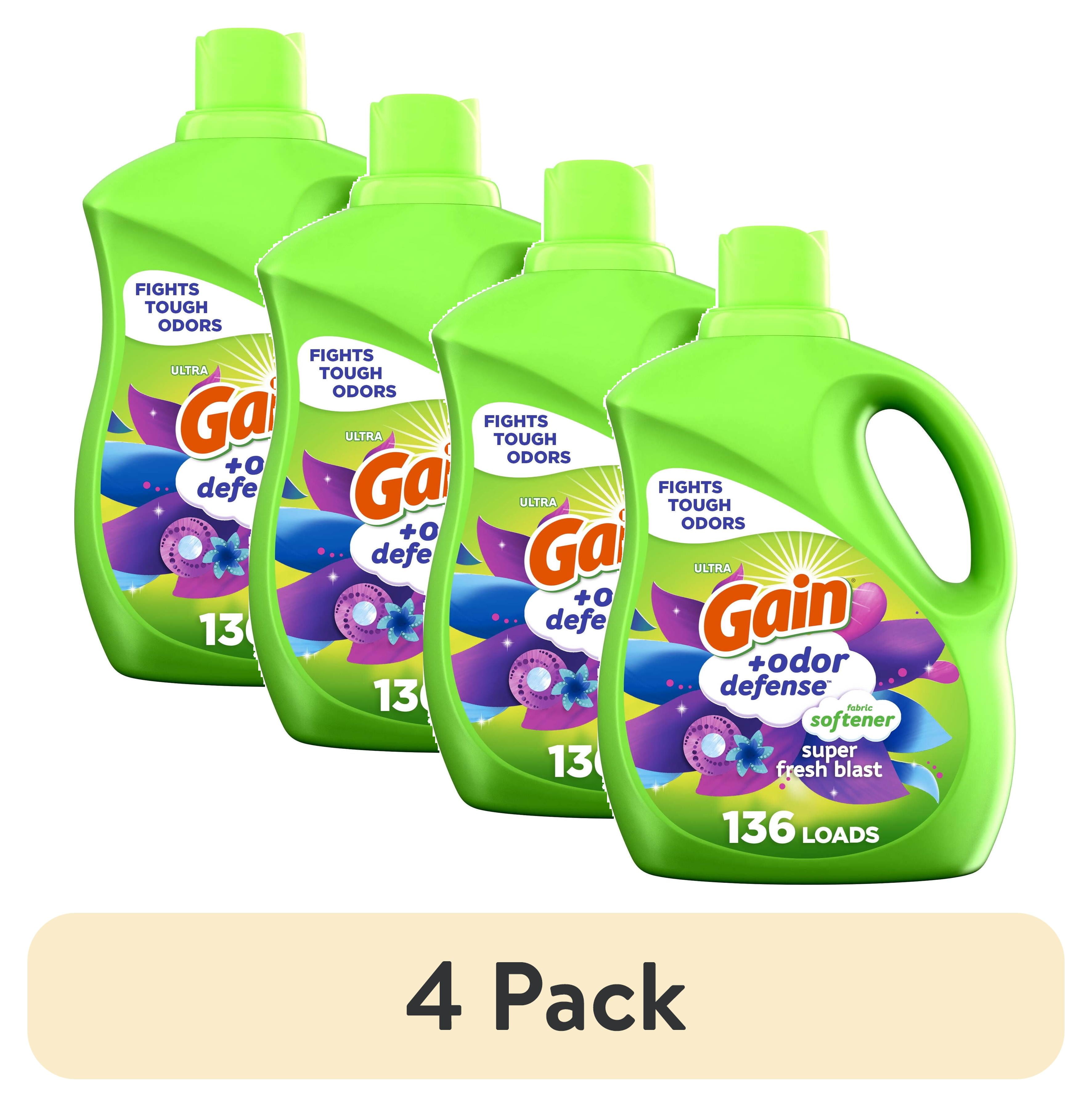 Gain Odor Defense Liquid Fabric Softener and Conditioner, Super Fresh Blast (4 Pack, 100 fl oz) dsywn