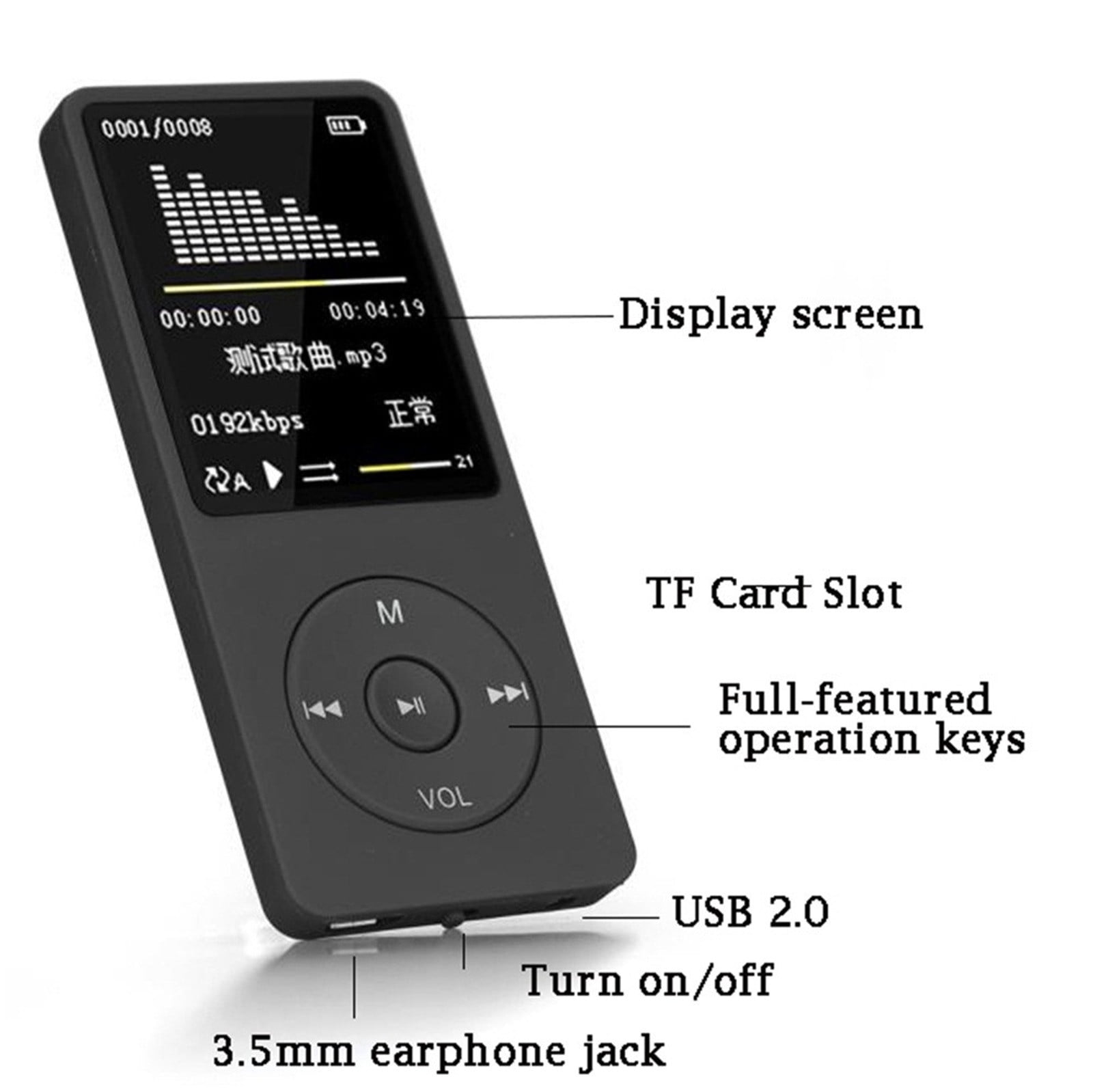 syligr Portable MP3 MP4 Player with 1.8 in Screen, Lossless Sound, FM Radio, Voice Recorder (Black, 1.1 oz) 964d5