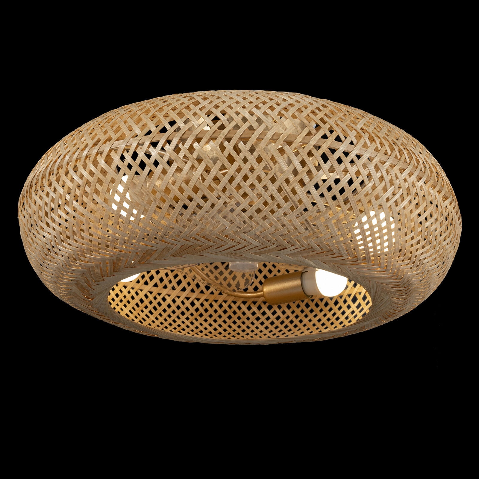 Generic Bamboo Ceiling Fan Farmhouse Boho Rattan Woven Light with Remote Control (Natural, 20 in) 023ca
