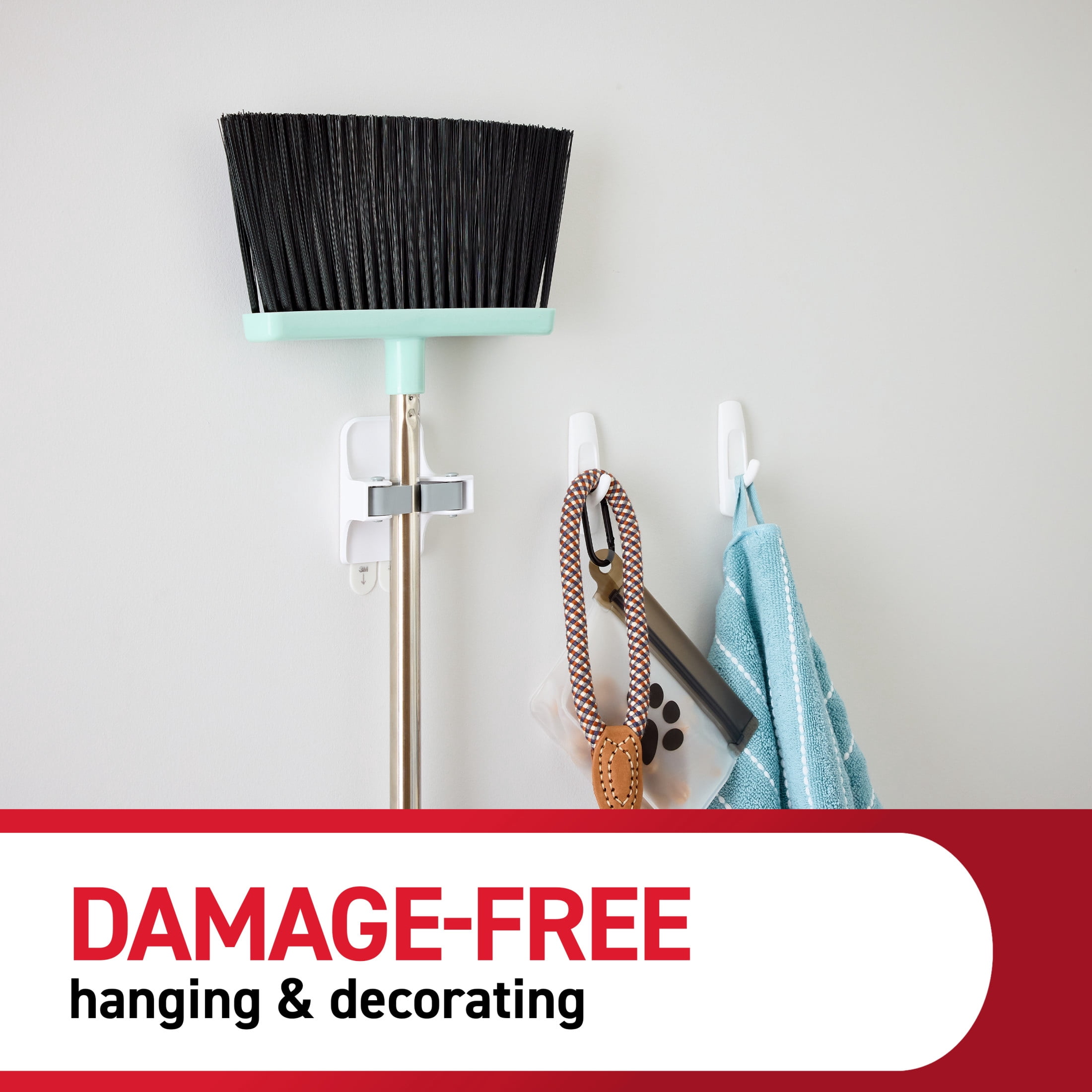 Command Medium Utility Hooks, Damage-Free Adhesive Wall Hooks for Organization (White, 2 Hooks and 4 Strips) 8cv5j
