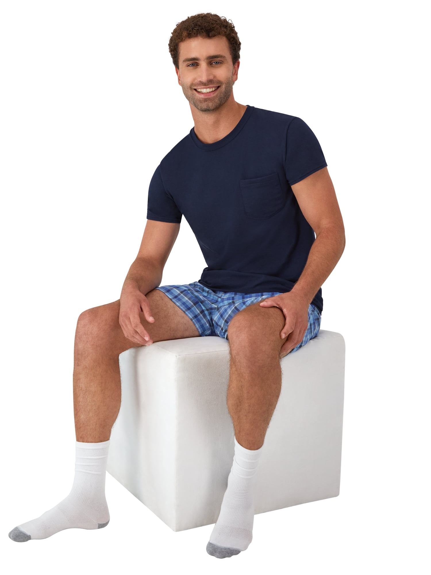 Hanes Men's Pocket T-Shirt Undershirts Moisture-Wicking Crew Neck (Grey, XL, 6 Pack) vad4h