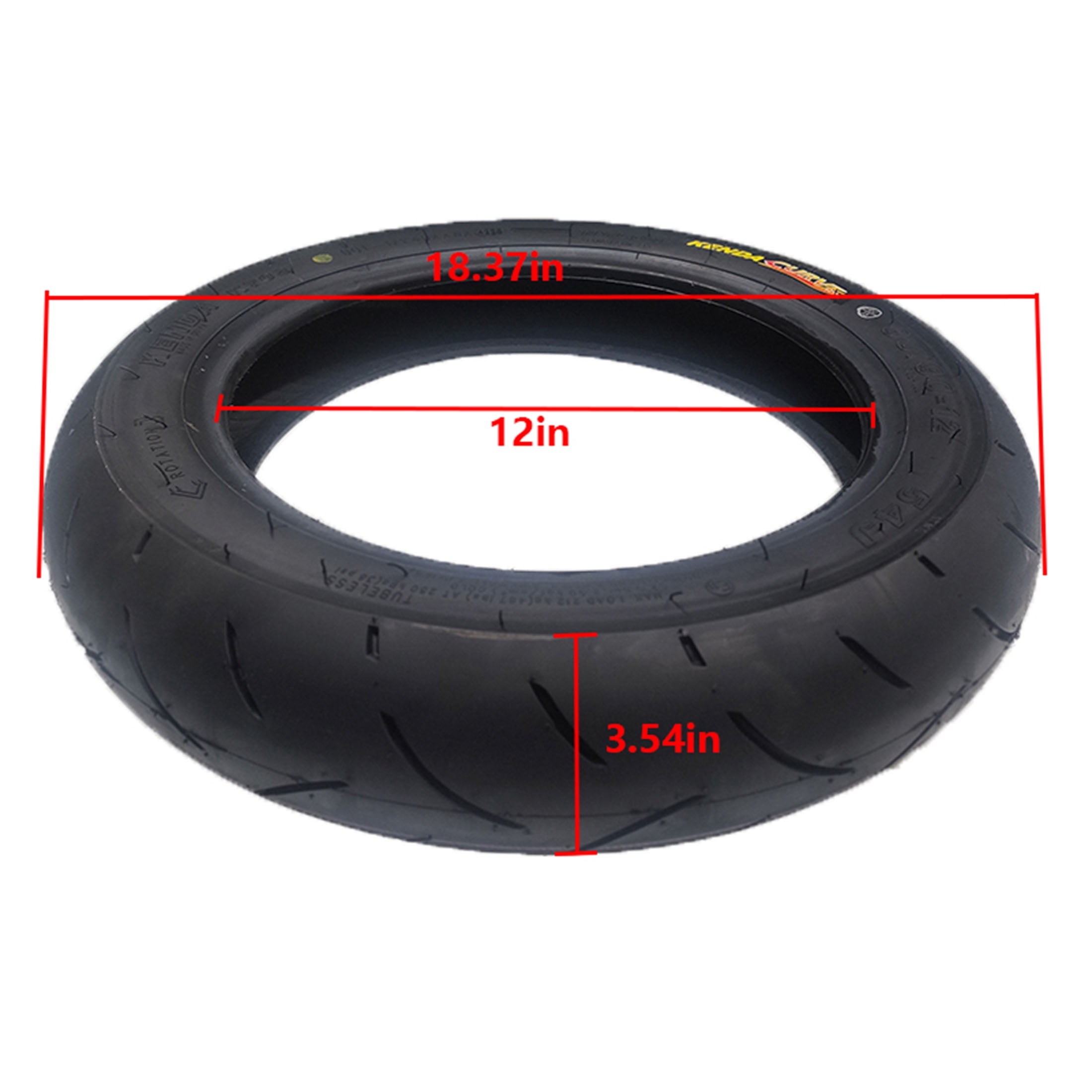 Generic 90/90-12 Street Vacuum Tire, Tubeless Replacement for Scooters and Mopeds (12 in) tzefr