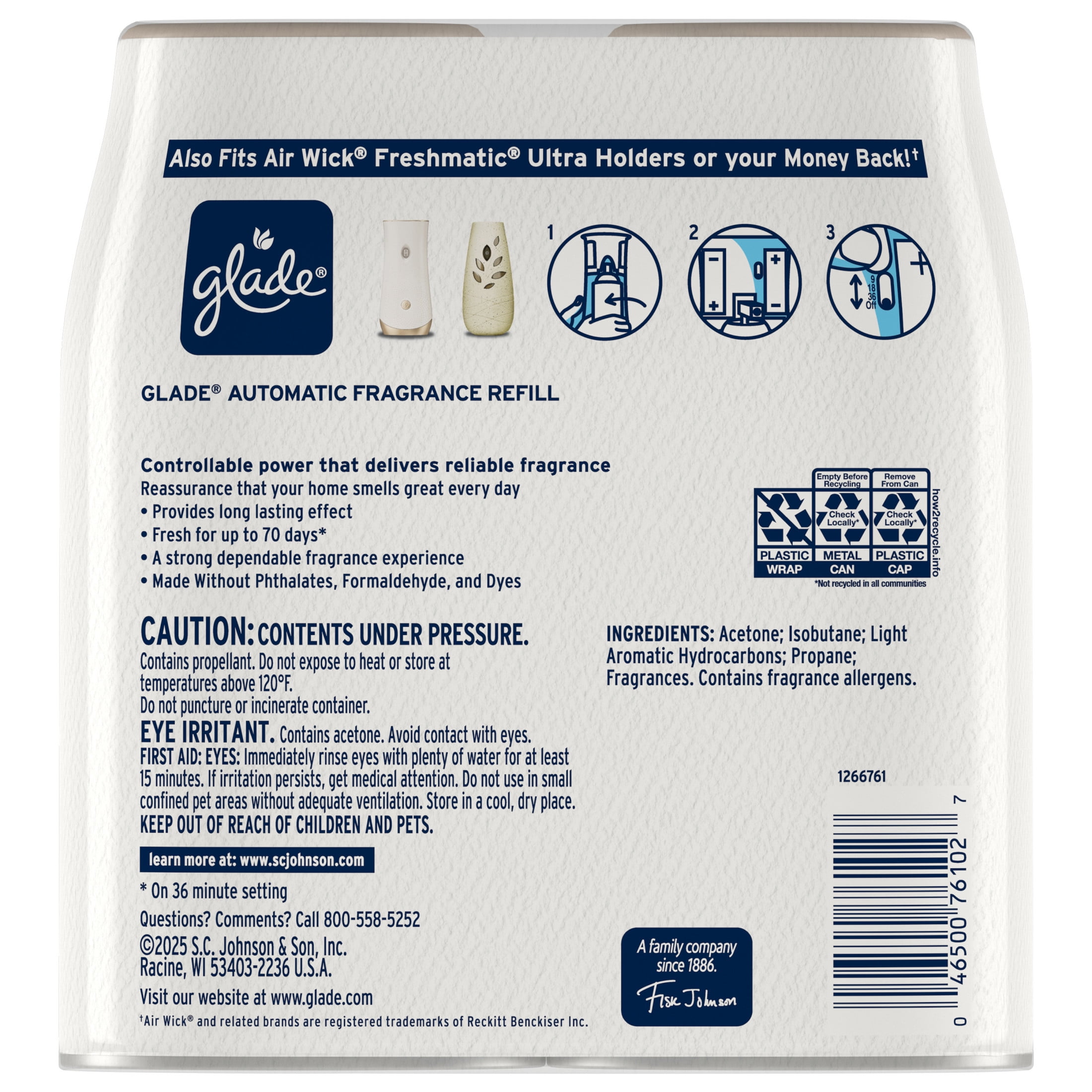 Glade Automatic Spray Air Freshener Refill, Apple Cinnamon Scent, Long-Lasting Fragrance (2 Count, 12.4 oz) z4j7f