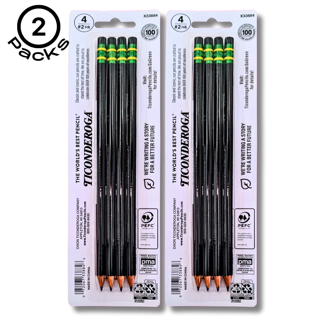 Ticonderoga #2 HB Wood-Cased Pencils, Premium Graphite Core, Matte Finish (Black, 8 Count) kkg5b