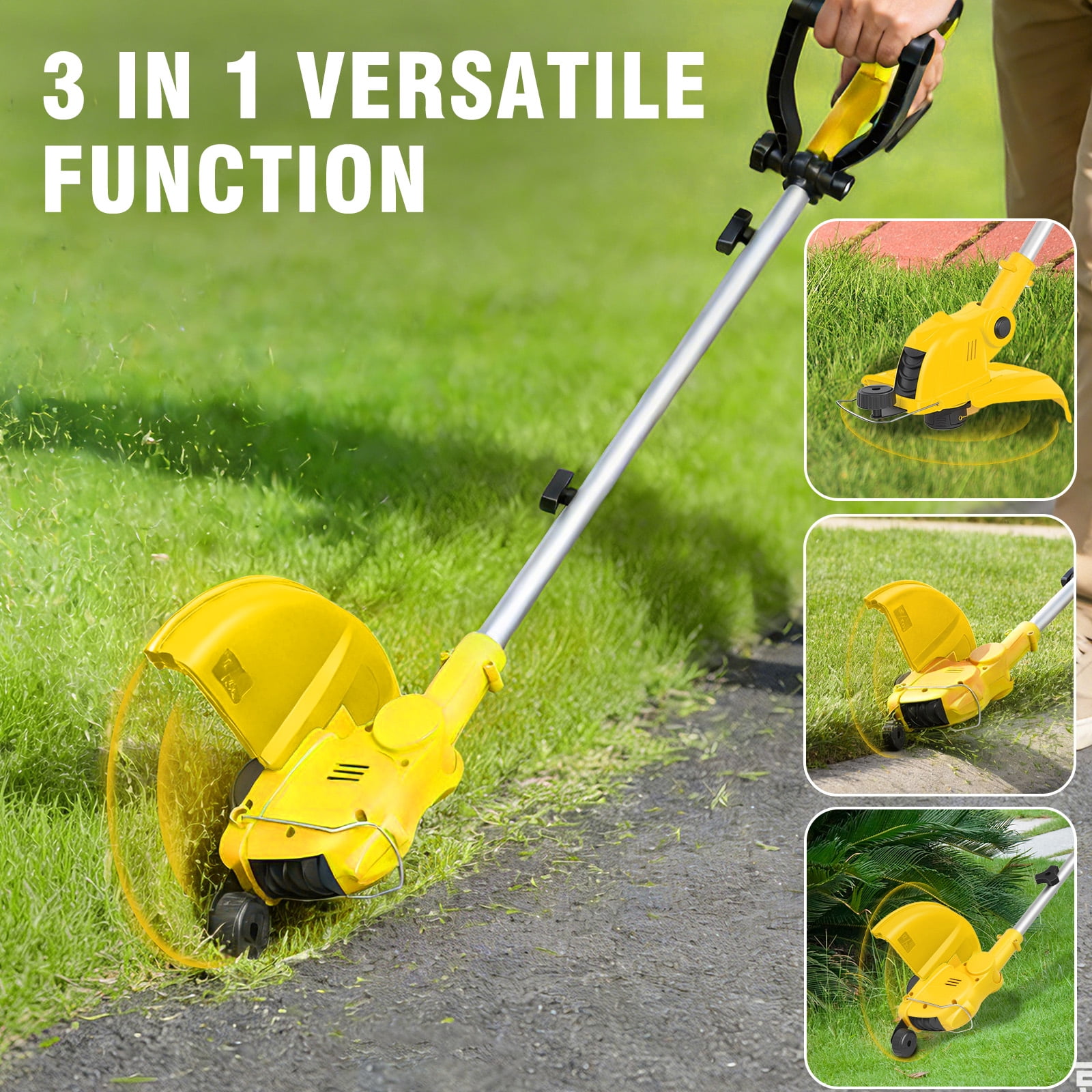 CATGOOD 21V Cordless Electric String Trimmer and Lawn Edger with 2 Batteries and Fast Charger (Yellow, 12 in) ev9ds