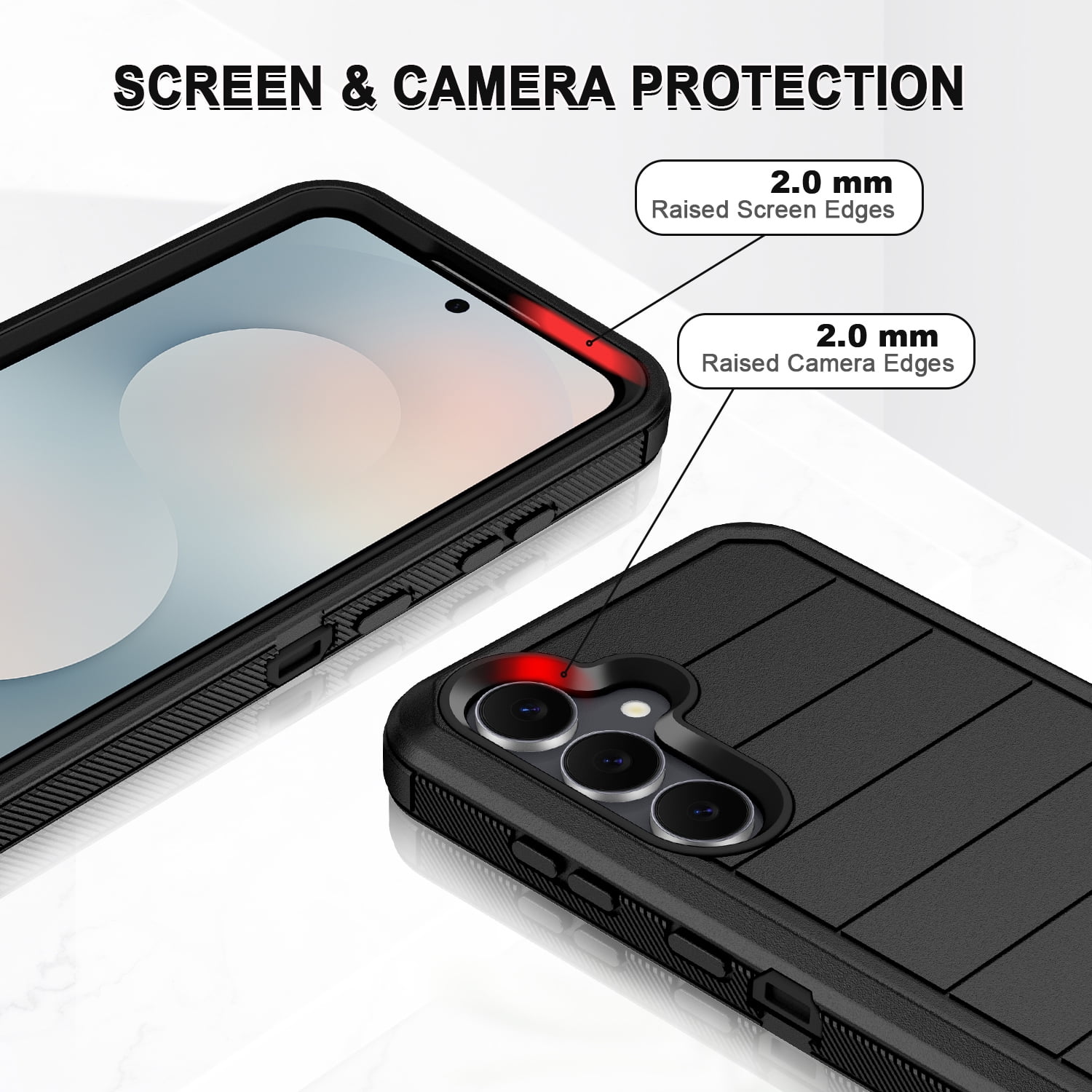 Petocase Samsung Galaxy S25 FE 5G Case, Rugged Shockproof 3-Layer Full Body Protective Cover (Black, 6.7 in) xw9f9