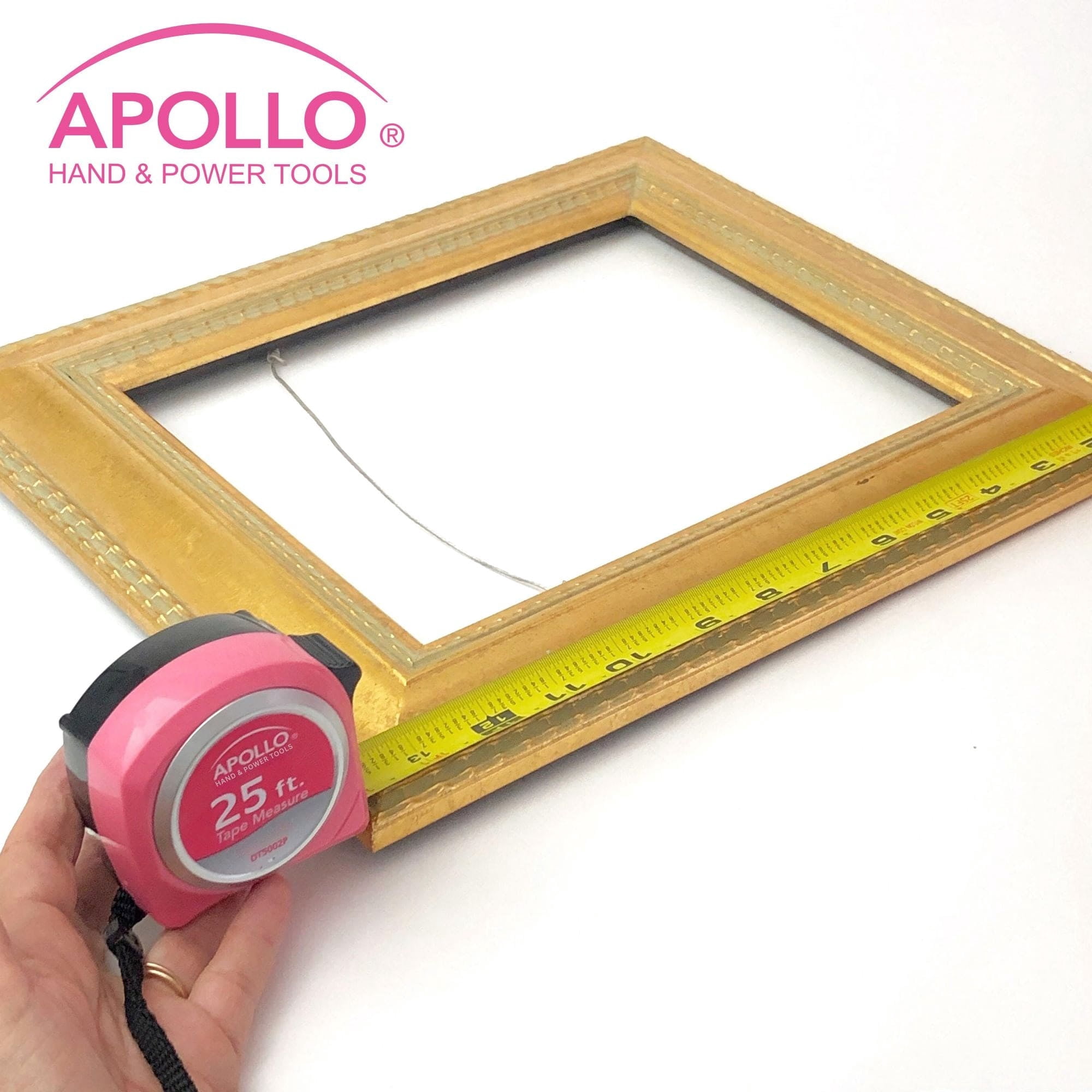 Apollo Tools 25 ft. Tape Measure Heavy-Duty Retractable Measuring Tool (Pink, 25 ft.) 0z5ke