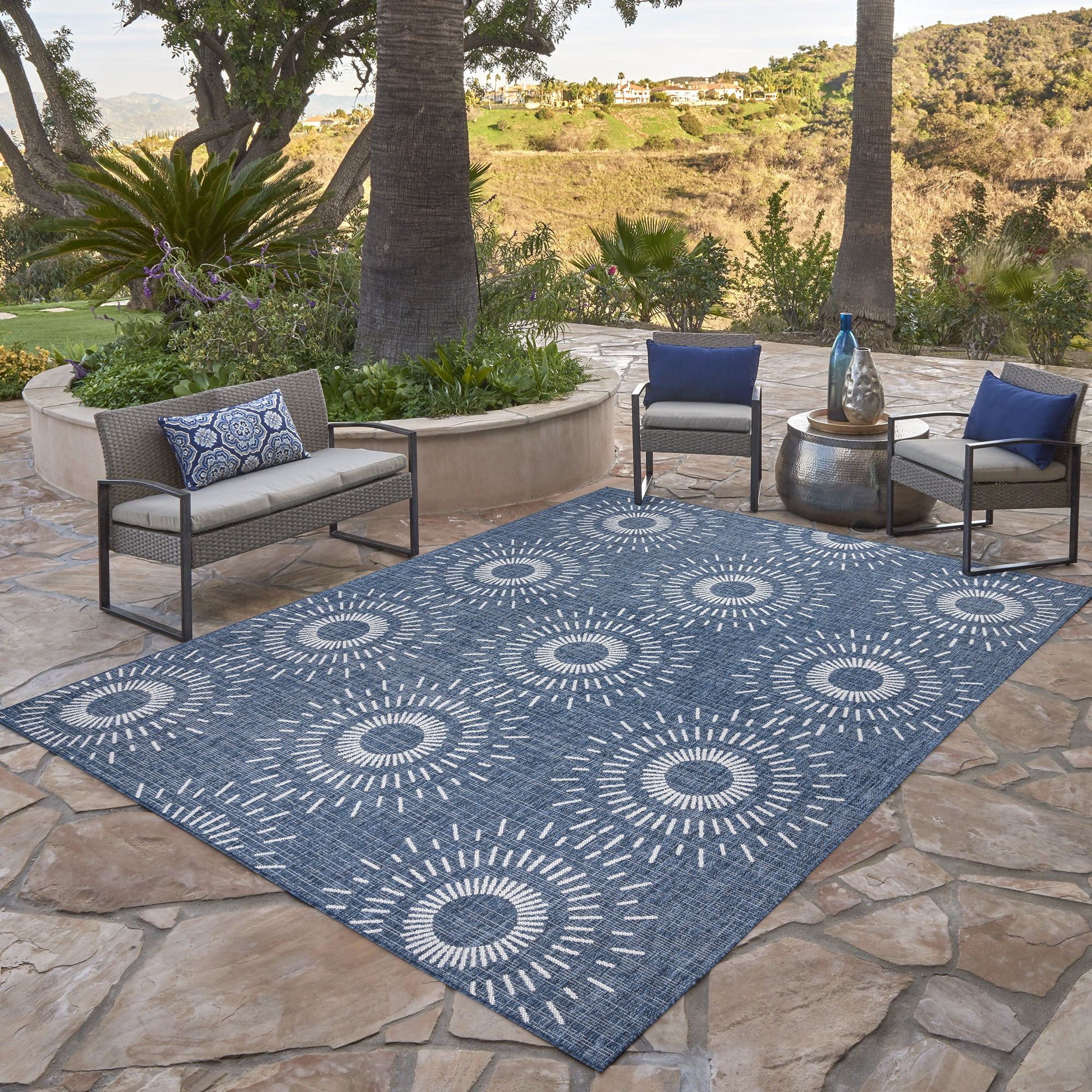 Gertmenian Tropea Tiaret Modern Geometric Indoor Outdoor Area Rug (Navy, 8 ft x 10 ft) rhag4