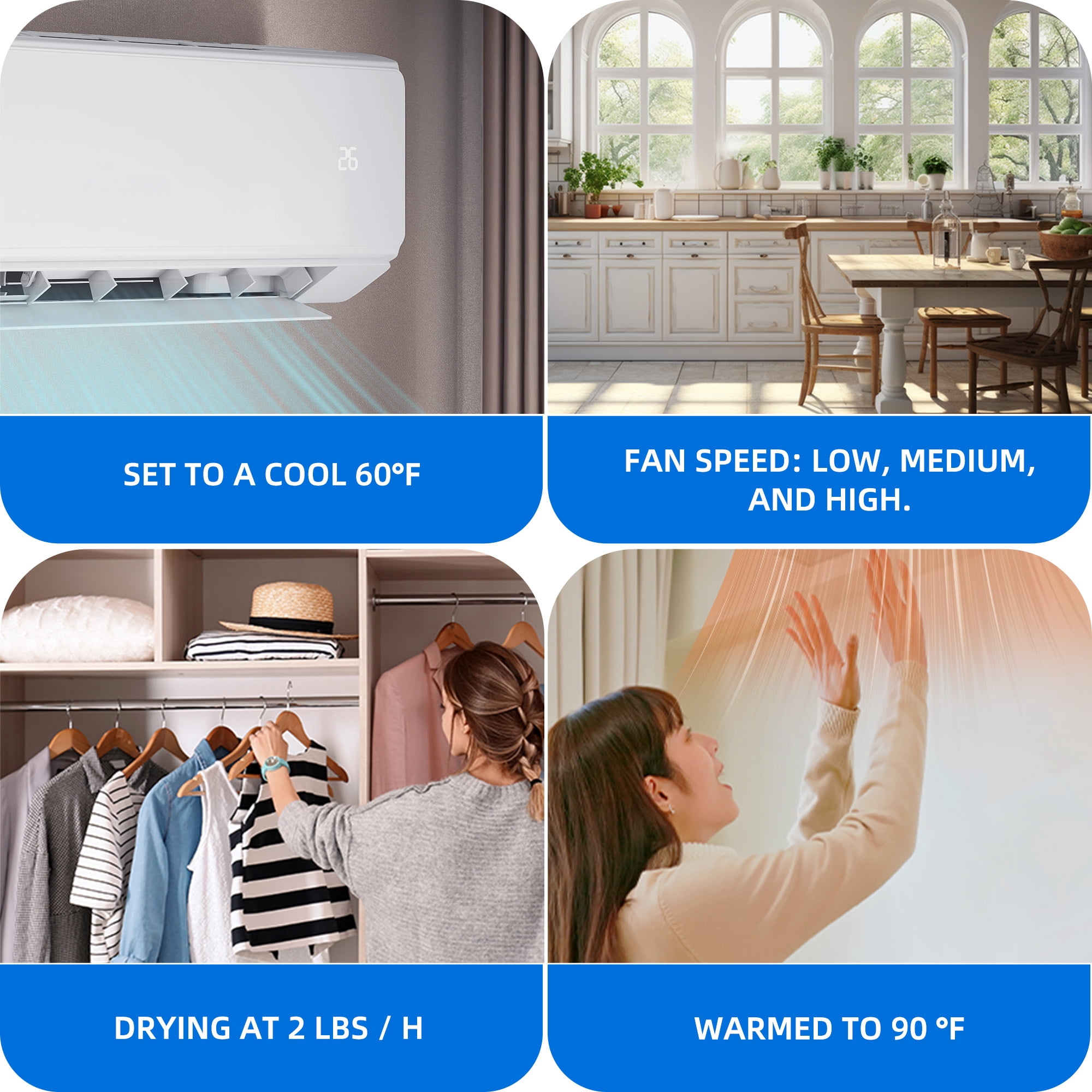 Dextrus 18000 BTU Mini Split Air Conditioner Heat Pump System, 21 SEER2 Ductless AC for 1250 Sq. Ft, WiFi Enabled with Alexa Compatibility (White) t77l1