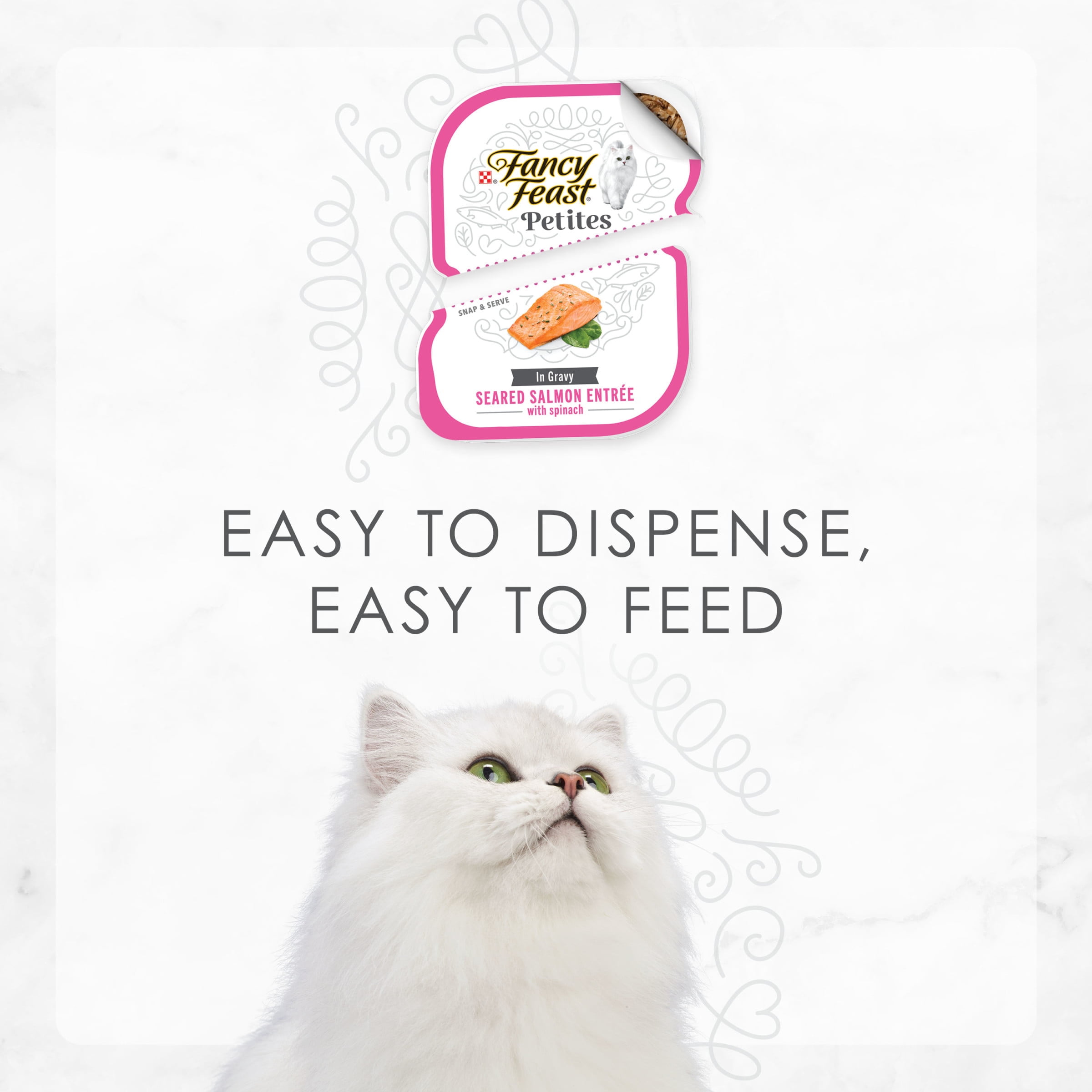 Fancy Feast Petites Seared Salmon Entree with Spinach Wet Cat Food (12 Pack, 2.8 oz) anumx