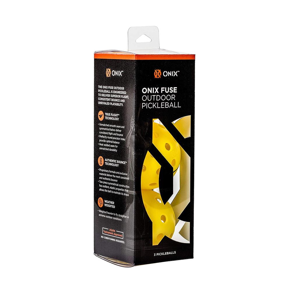Onix Fuse G2 Pickleball Balls, Tournament Grade Outdoor Performance (Yellow, 3 Pack) a6evg