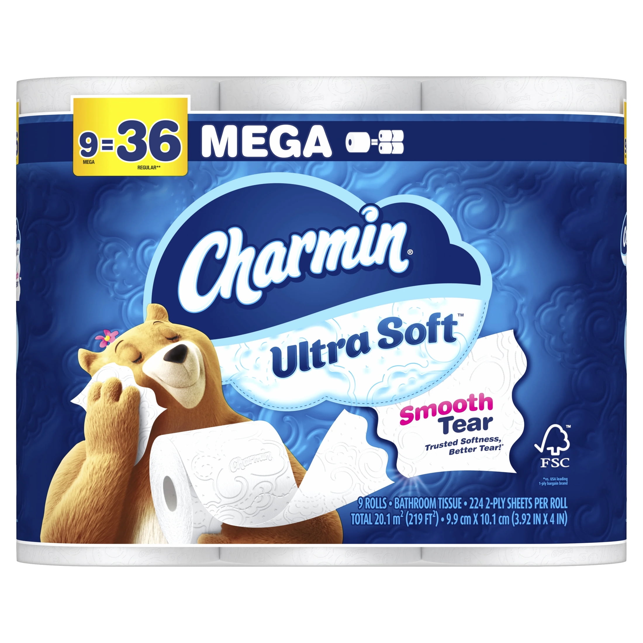 Charmin Ultra Soft Toilet Paper (White, 9 Mega Rolls) s6tlt