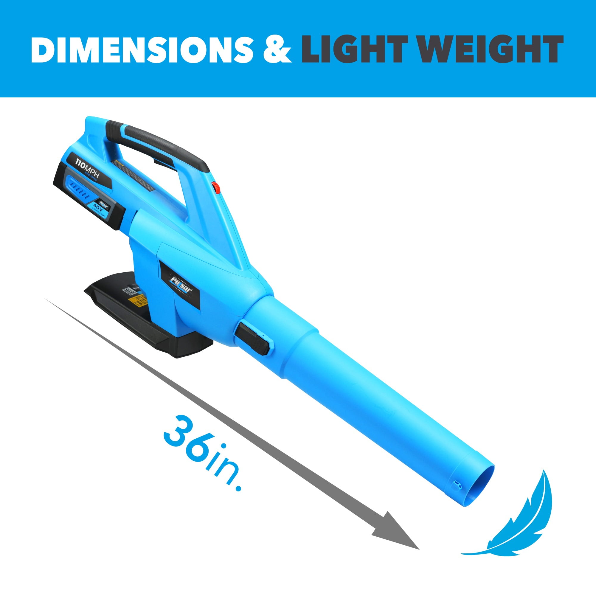 Pulsar 40V Lithium Ion Cordless Brushless Leaf Blower with 2Ah Battery (Black, 1 Pack) 2kbns