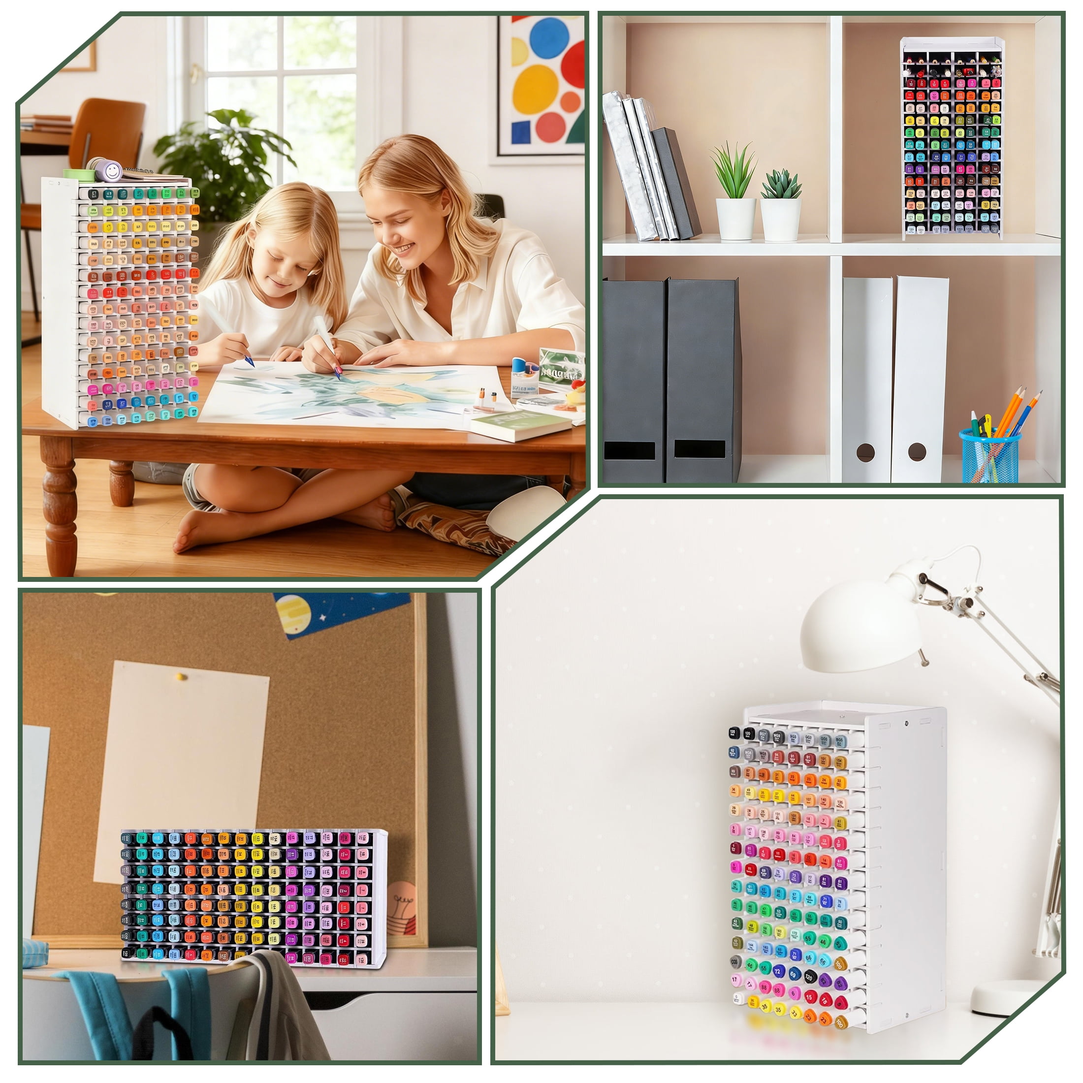 Wavraging 120-Slot Marker Organizer Rack, Adjustable Art Supply Storage for Pens and Pencils (6.8 in x 5 in x 13.26 in) ketwb