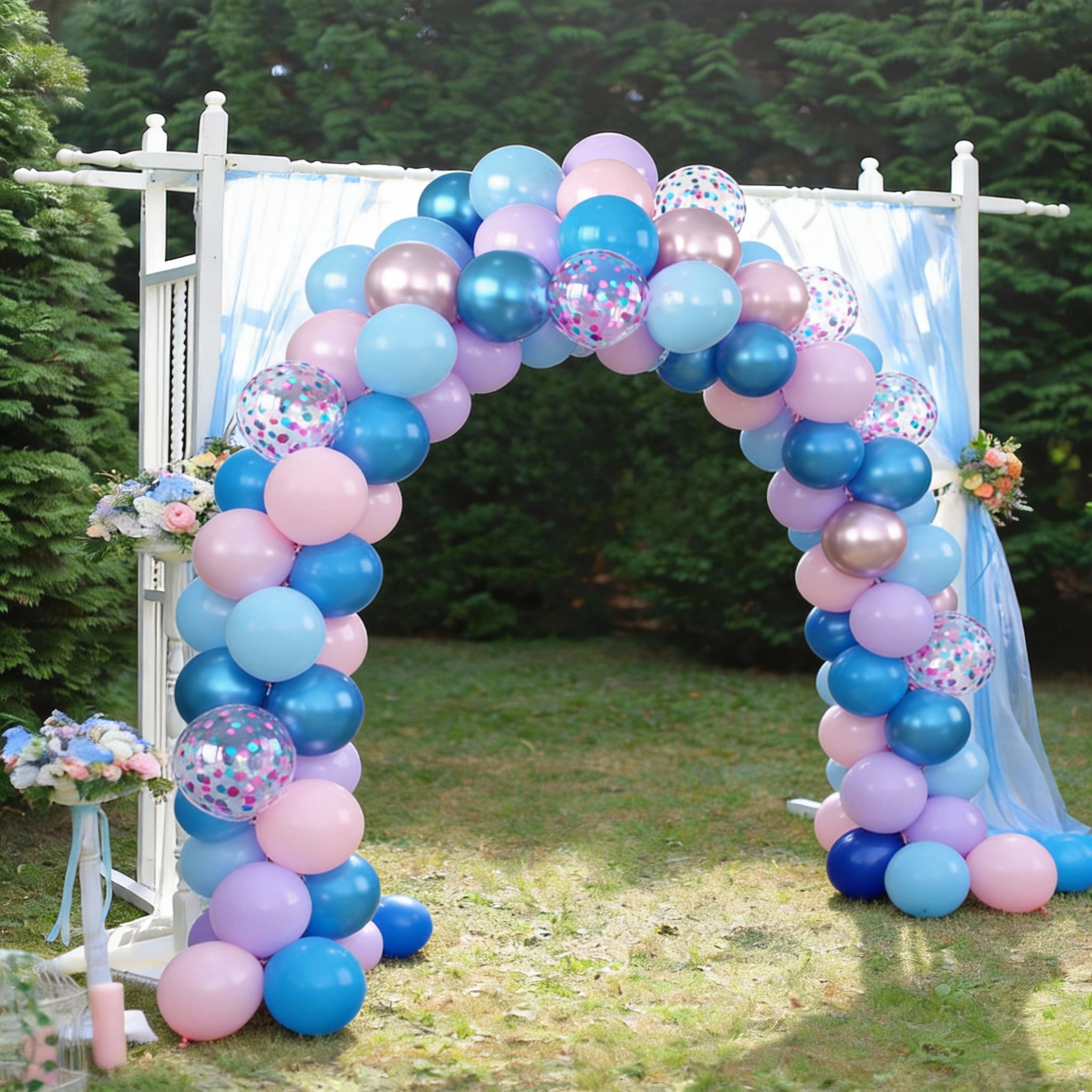 Qiameng Party Balloon Arch Kit, Pastel Pink Blue Purple Metallic Latex Balloons for Birthday Baby Shower Decorations (50 Count, 12 in) tbzd8