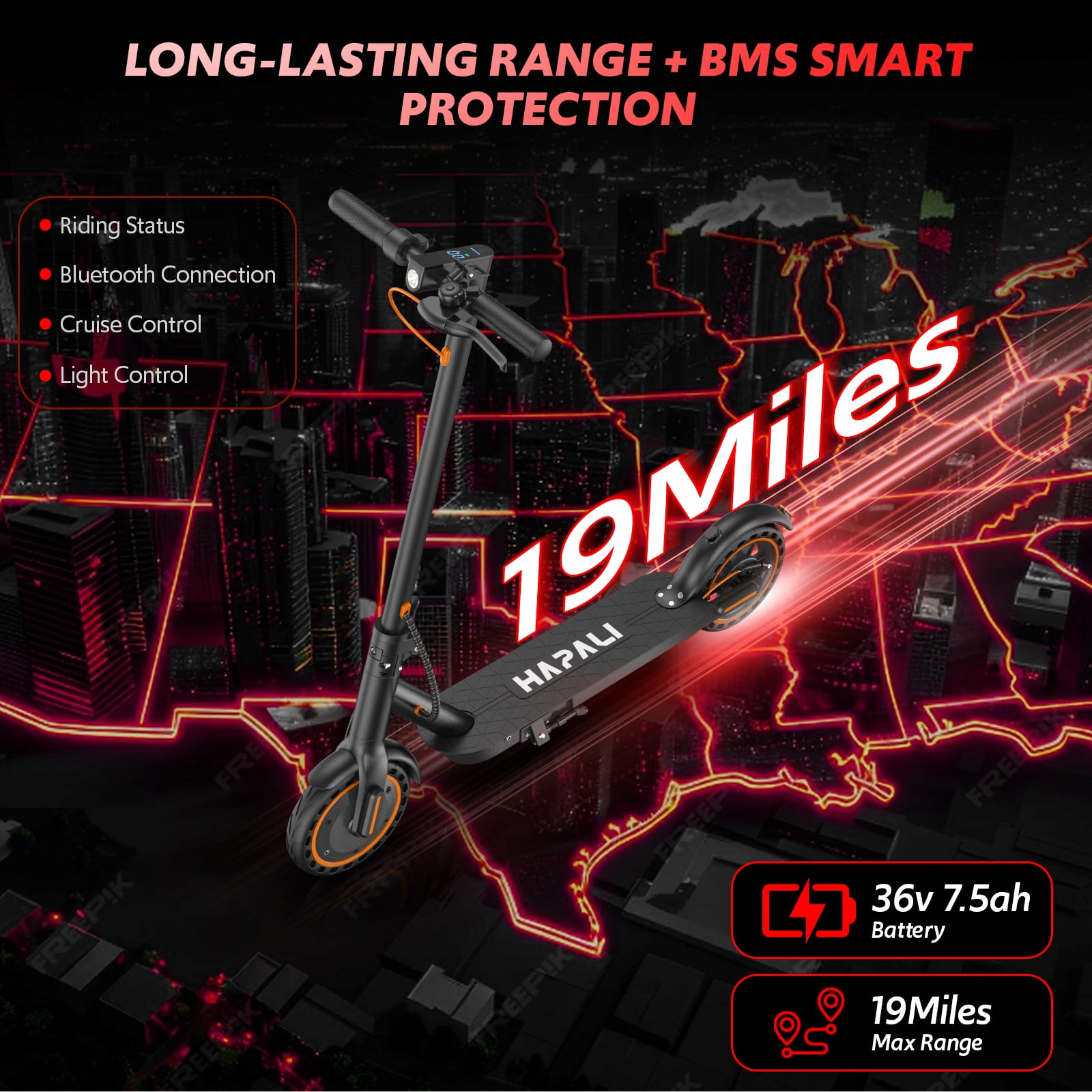 OSBOO Electric Scooter for Adults, Foldable Commuter E-Scooter with App Control & LED Lights (Black, 31 lbs) r0gep