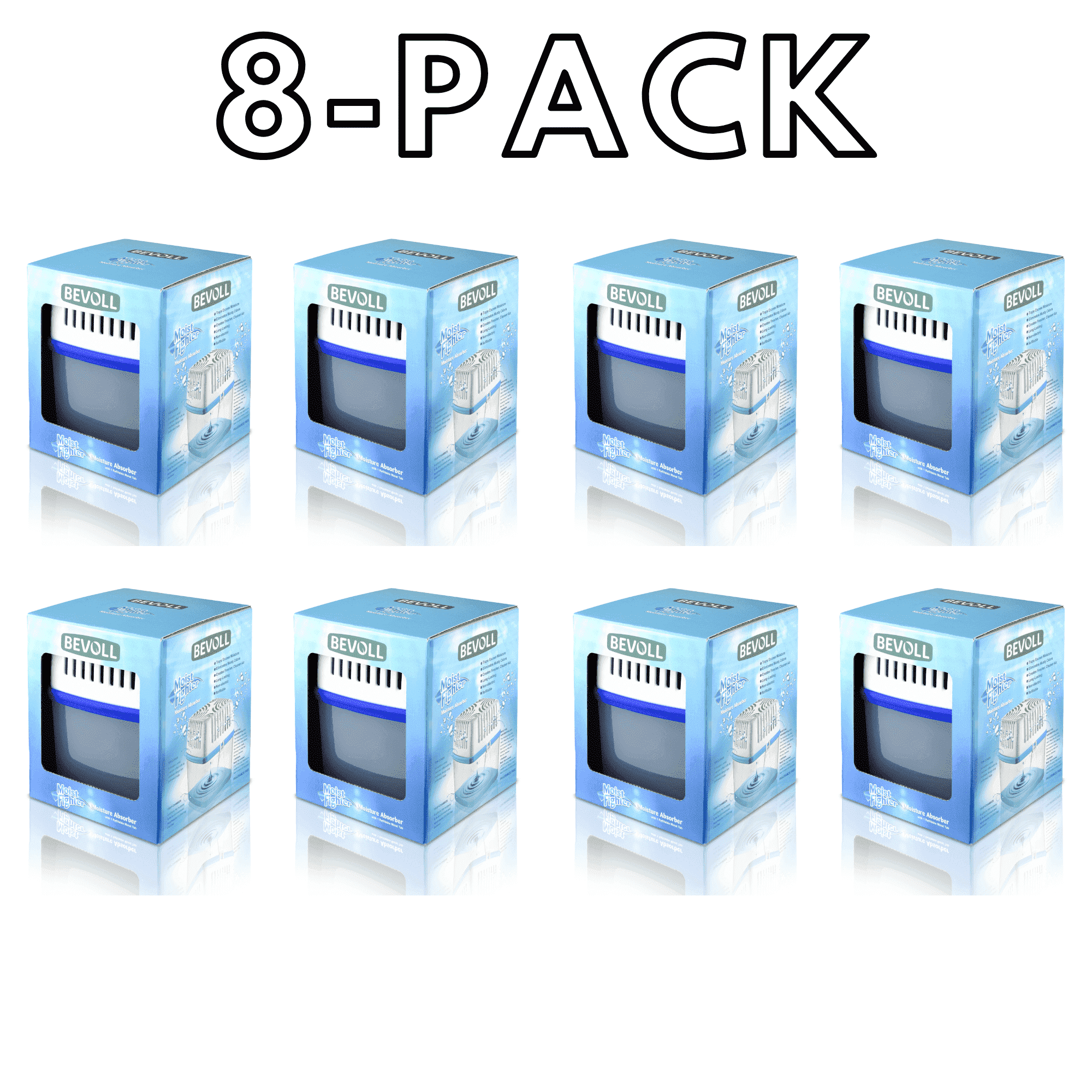 Bevoll Moisture Absorber Dehumidifier Pack (Odor Eliminator for Home Basement Bathroom Closet, 8 Pack, 17.6 oz) ikhxd