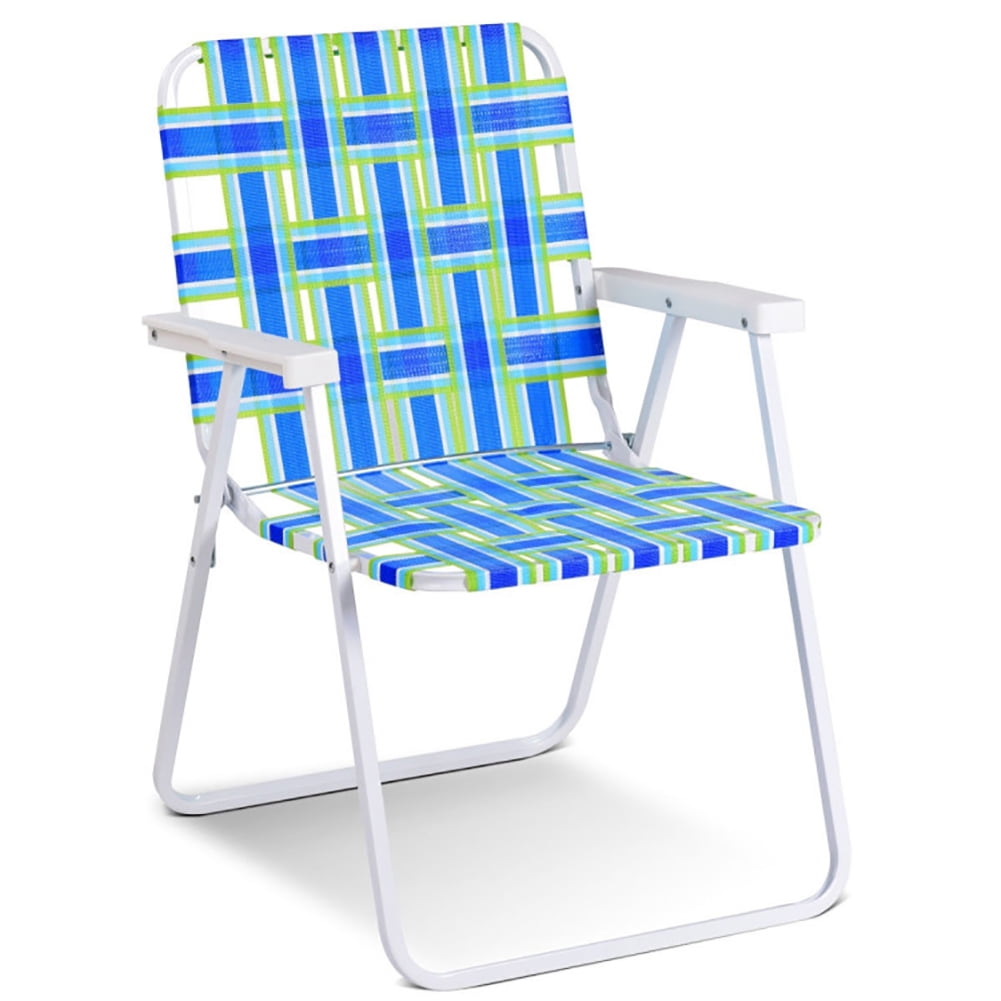 Resenkos Folding Beach Chair Set, Heavy-Duty Outdoor Lawn Camping Seat (Blue, 6 Pack) 8rypk