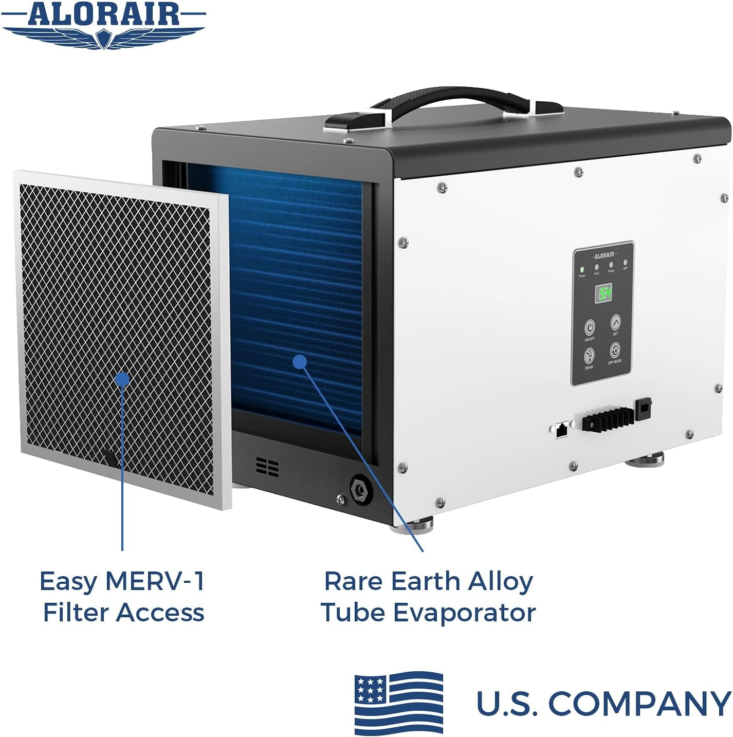 AlorAir Crawl Space Dehumidifier, 120 PPD Commercial Basement Dehumidifier with Pump and Drain Hose (White, 17.64 x 11.69 x 11.85 in) ev0bq