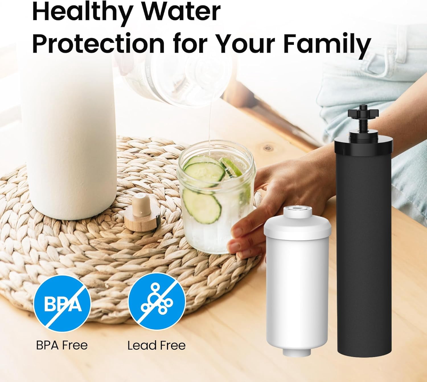 FilterLogic Gravity Water Filter Replacement Set for Berkey Systems (Black, 2-Pack) ytksf