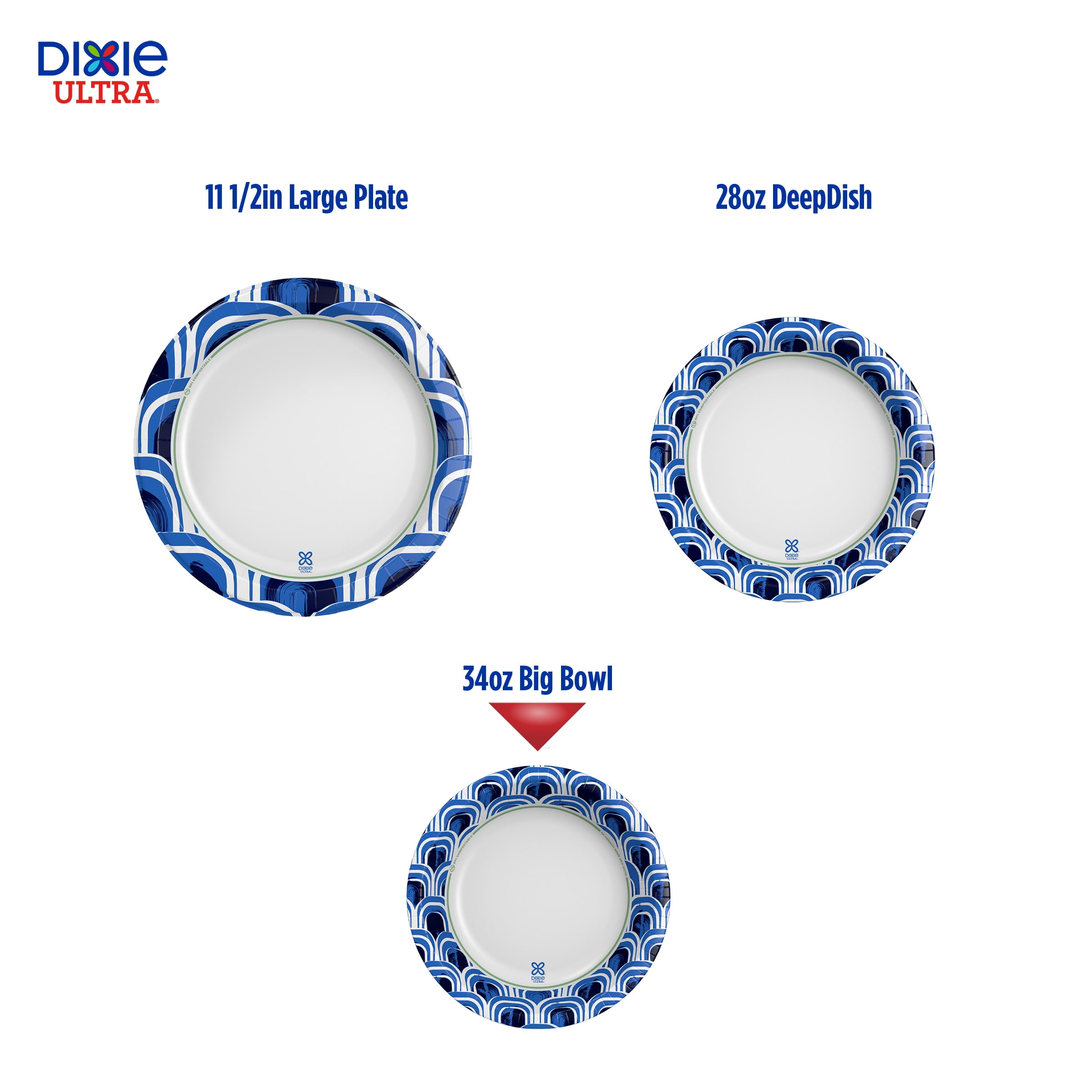Dixie Ultra Big Bowl Disposable Paper Bowls (Multi-Color, 34 oz, 50 Count) a5ukk