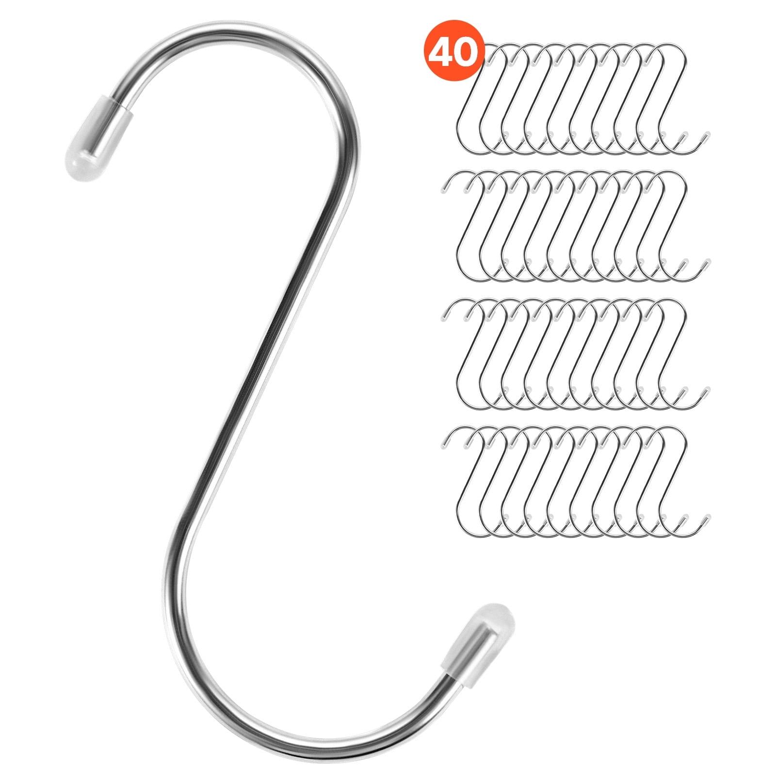 VEVOR S Hooks Heavy Duty Stainless Steel Hanging Hangers for Kitchen and Closet (Silver, 40 Pack, 3.4 in) yc0zg