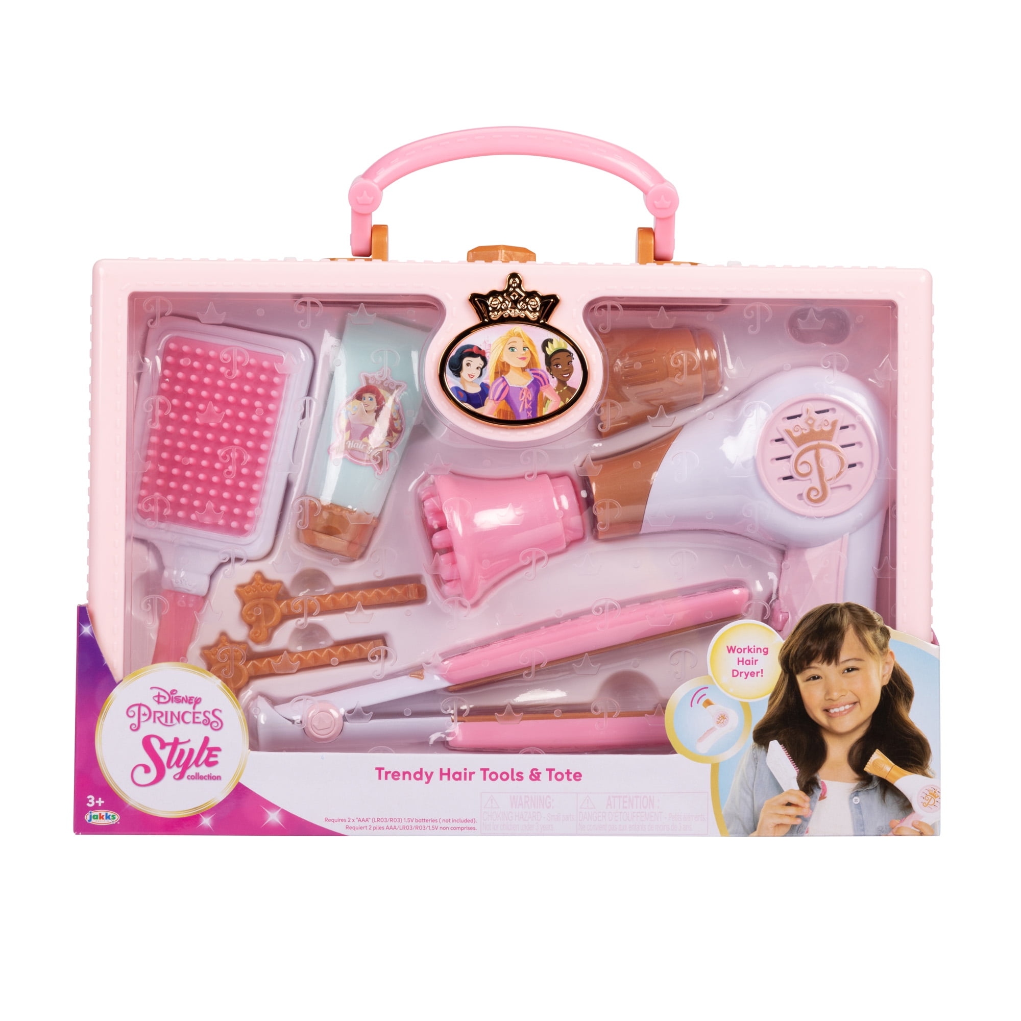 Disney Princess Style Collection Hair Styling Tote Set (Pink, 10-Piece) ga5l0