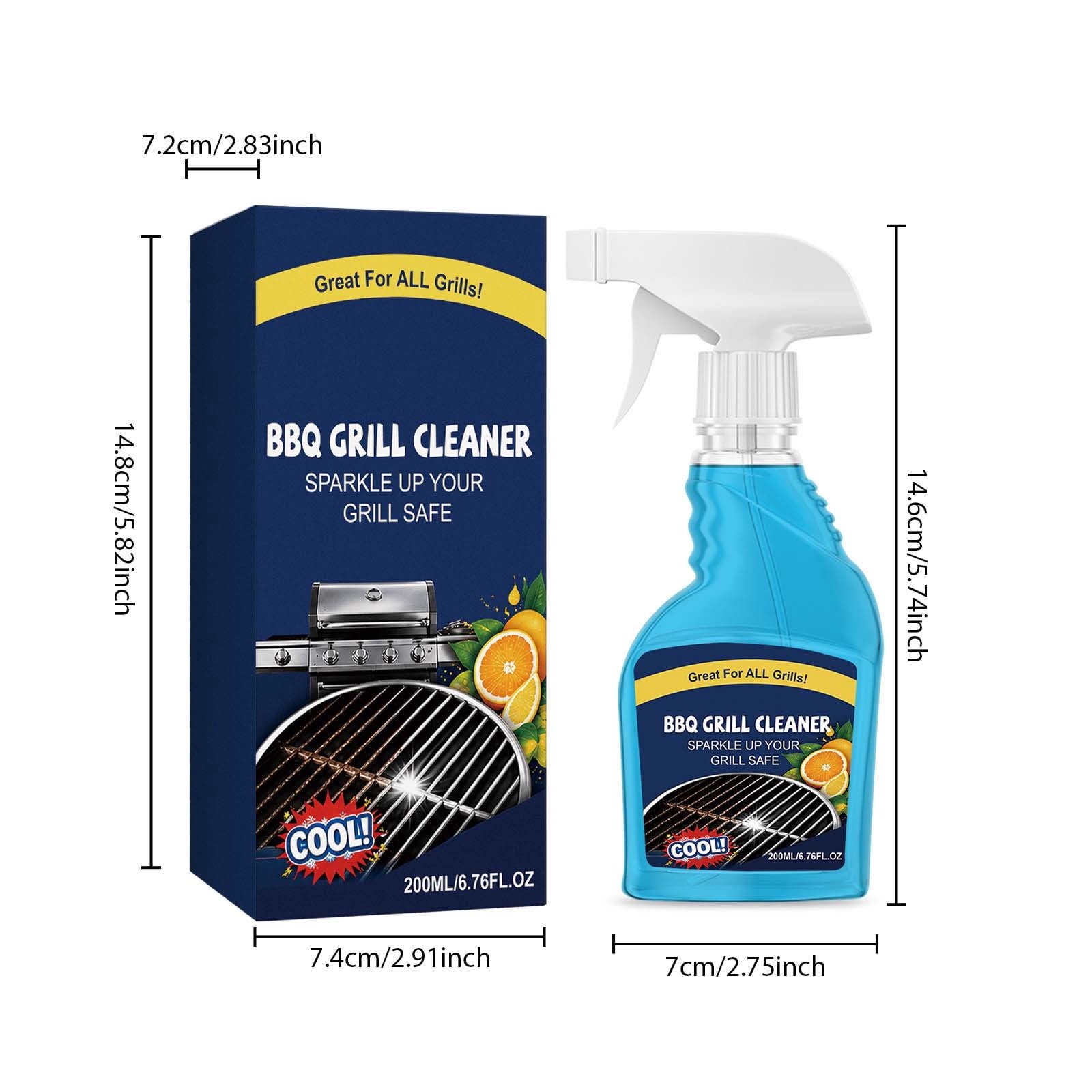 Fdksdf BBQ Grill Cleaner Spray Heavy-Duty Degreaser for Gas and Charcoal Grills (6.76 fl oz) ykdqz
