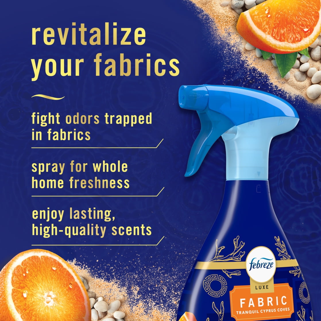 Febreze Auto Fabric Refresher Spray, Odor Eliminator for Car Upholstery, Cyprus Coves (23.6 oz) sz23m