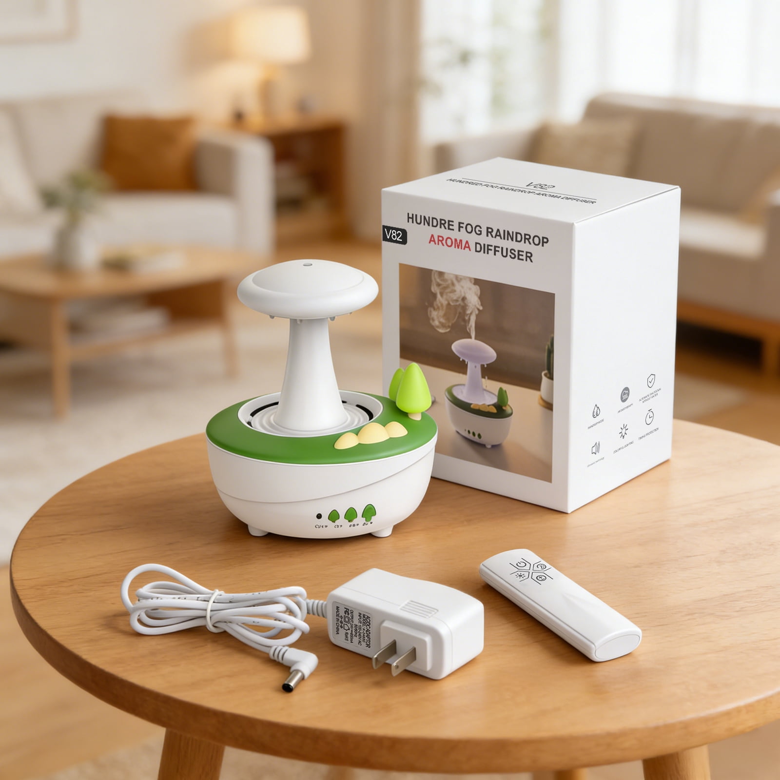 Fimilo Raindrop Essential Oil Diffuser, Ultrasonic Humidifier with White Noise & LED Ambient Light (White, 9.47 fl oz) iporq