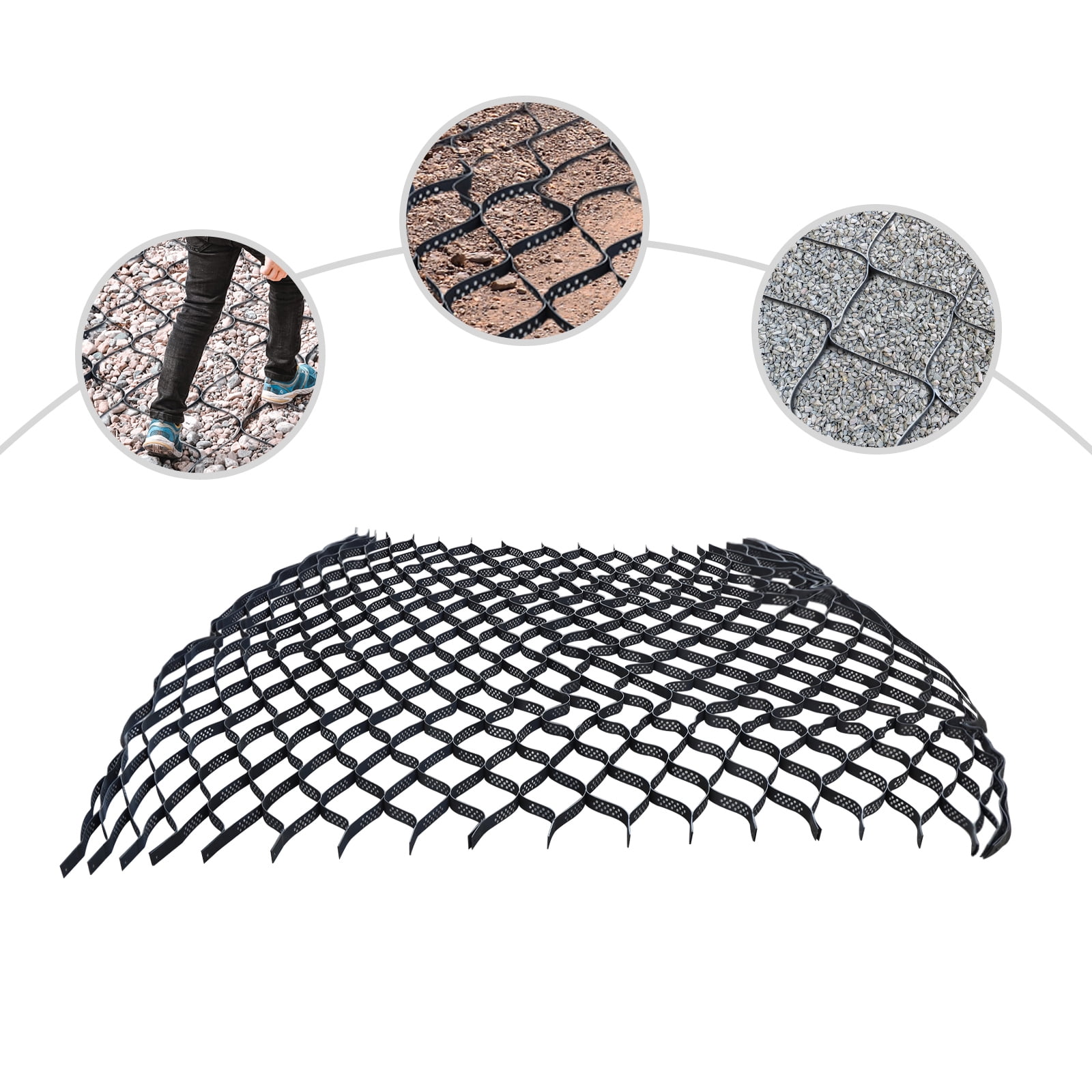 Generic Geo Grid Mesh for Gravel Driveway and Walkway Stabilization (Black, 160 sq ft) eut8n