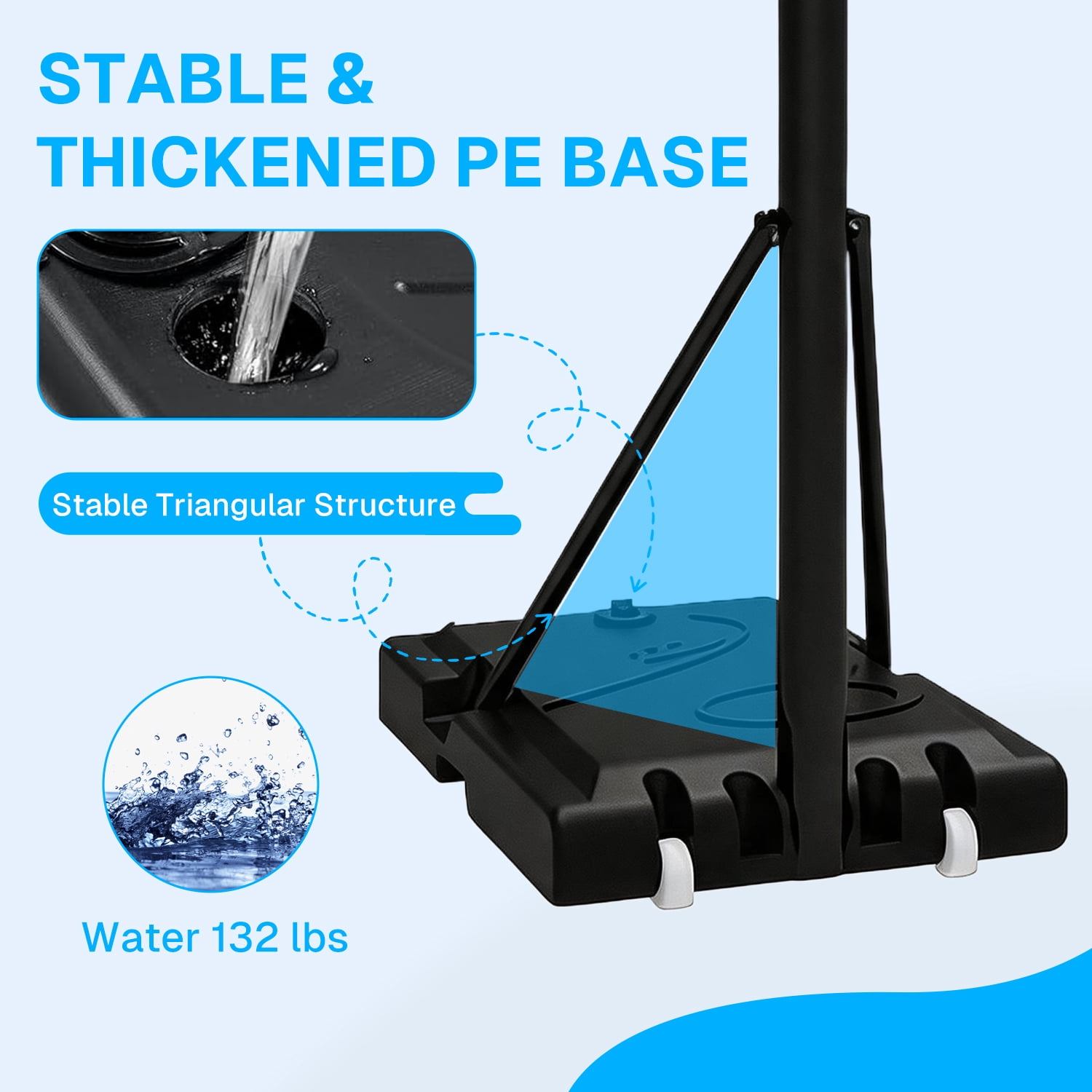 BN-LINK Portable Basketball Hoop, Height Adjustable Outdoor Basketball Goal with Shatterproof Backboard (Black, 43 in) 9cebf