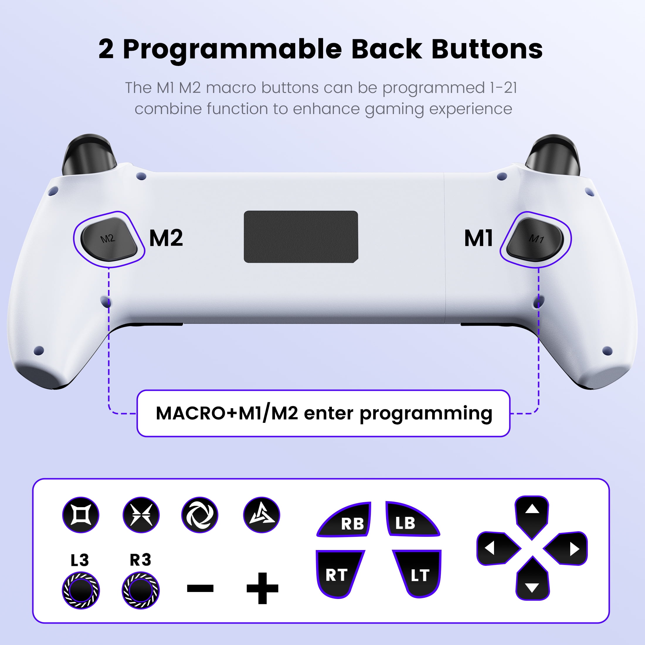 EUROA Mobile Gaming Controller for iPhone Android and Switch with Hall Effect Joysticks and RGB Lighting (White) eticu - Image 7