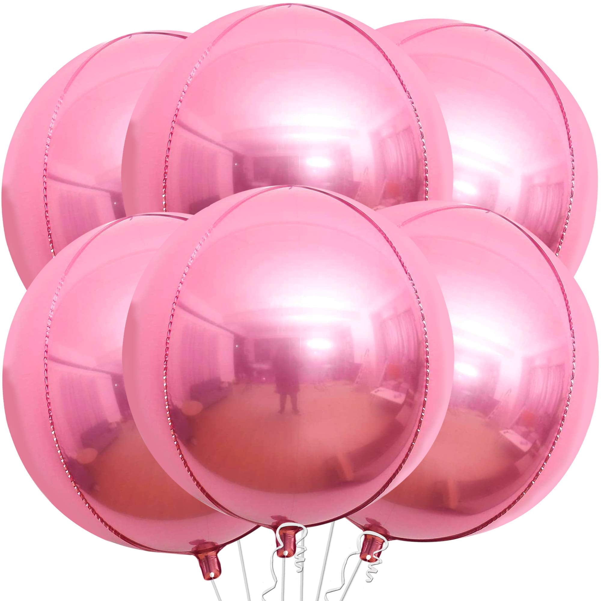 KatchOn Light Pink Foil Balloons, Round Mylar Party Decorations (Light Pink, 22 in, 6 Pack) z6mw7