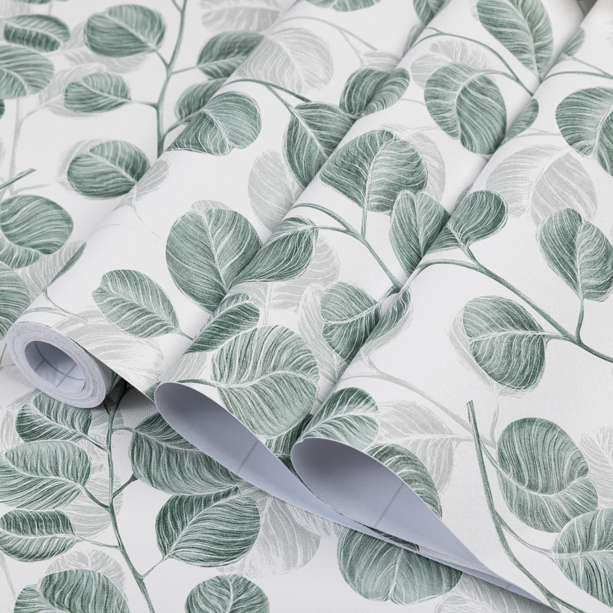 Abyssaly Peel and Stick Wallpaper Floral Green Leaf Contact Paper (Green, 17.7 in x 118 in) 52i7s