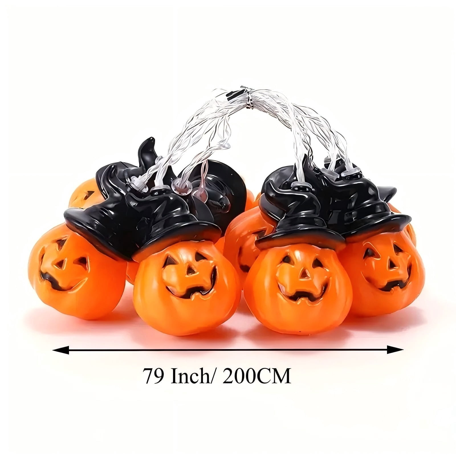 PMMIPNW Halloween Pumpkin String Lights with Wizard Hats (Orange, 10 ft) ylg18