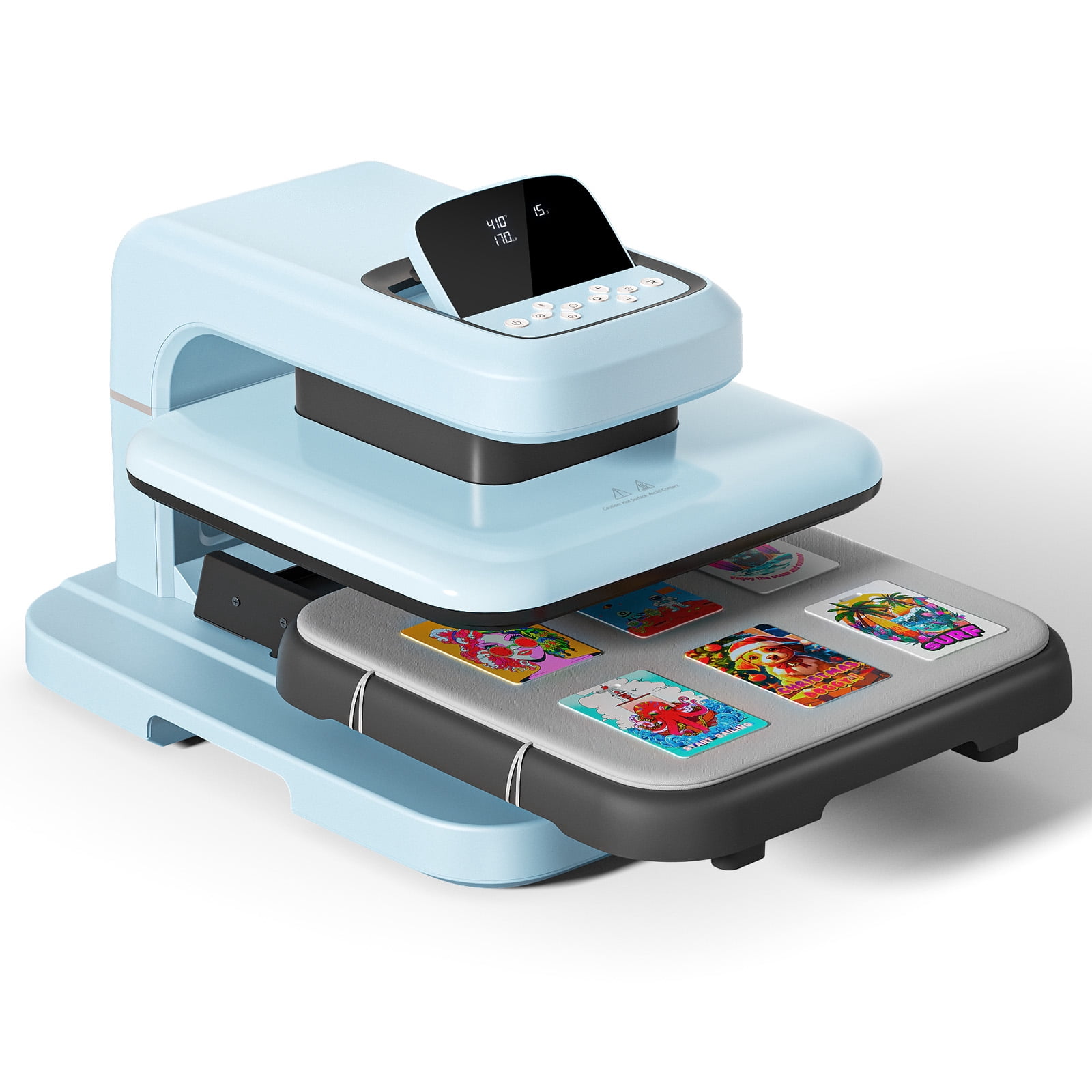 HTVRONT Automatic Heat Press Machine 2, Professional Heat Transfer for Vinyl & Sublimation Projects (Blue, 15 in x 15 in) pr4d4