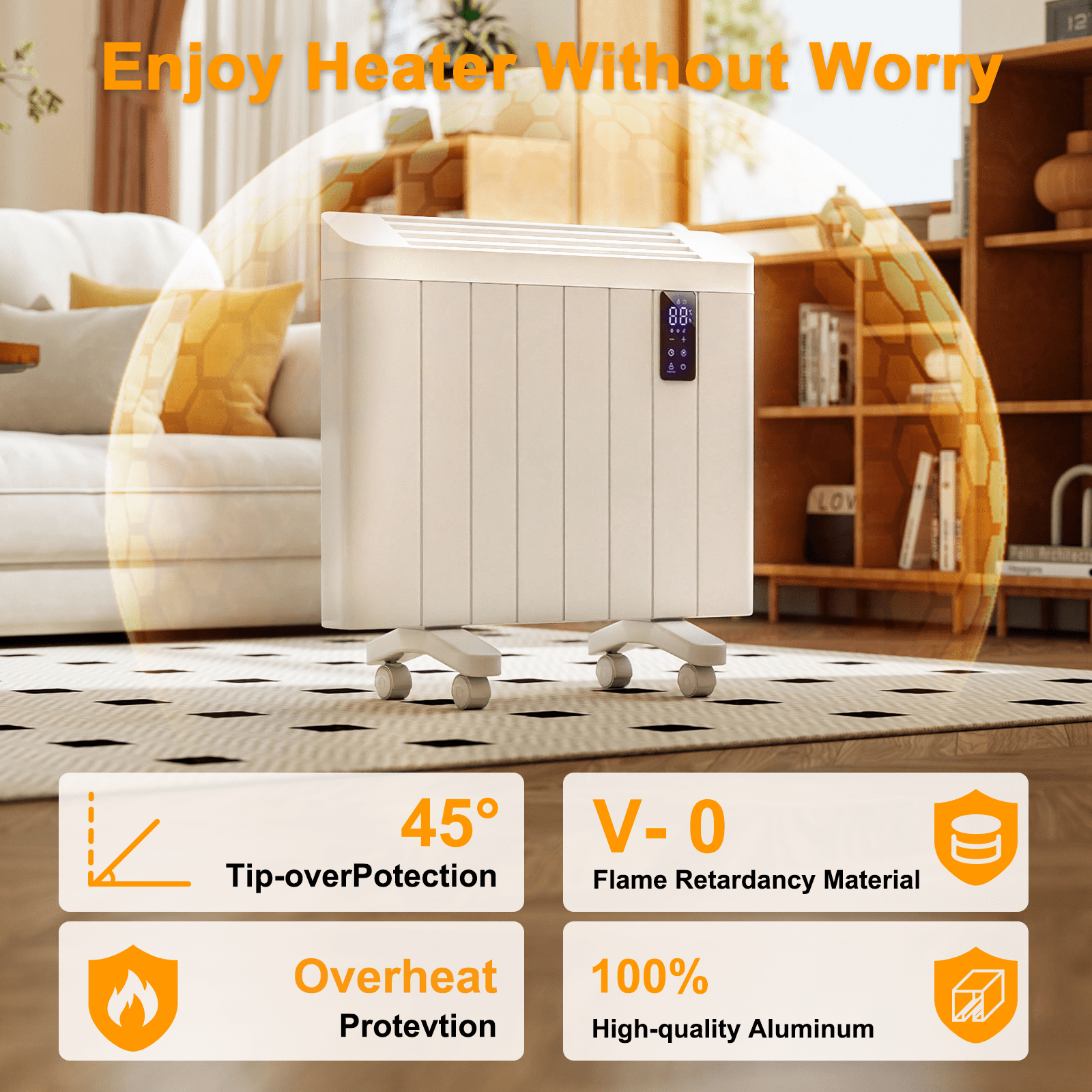 Rocyis 800W Convection Panel Heater, Ultra Quiet Wall Mount Electric Space Heater with Remote & Timer (White, 150 sq.ft) zmuwo