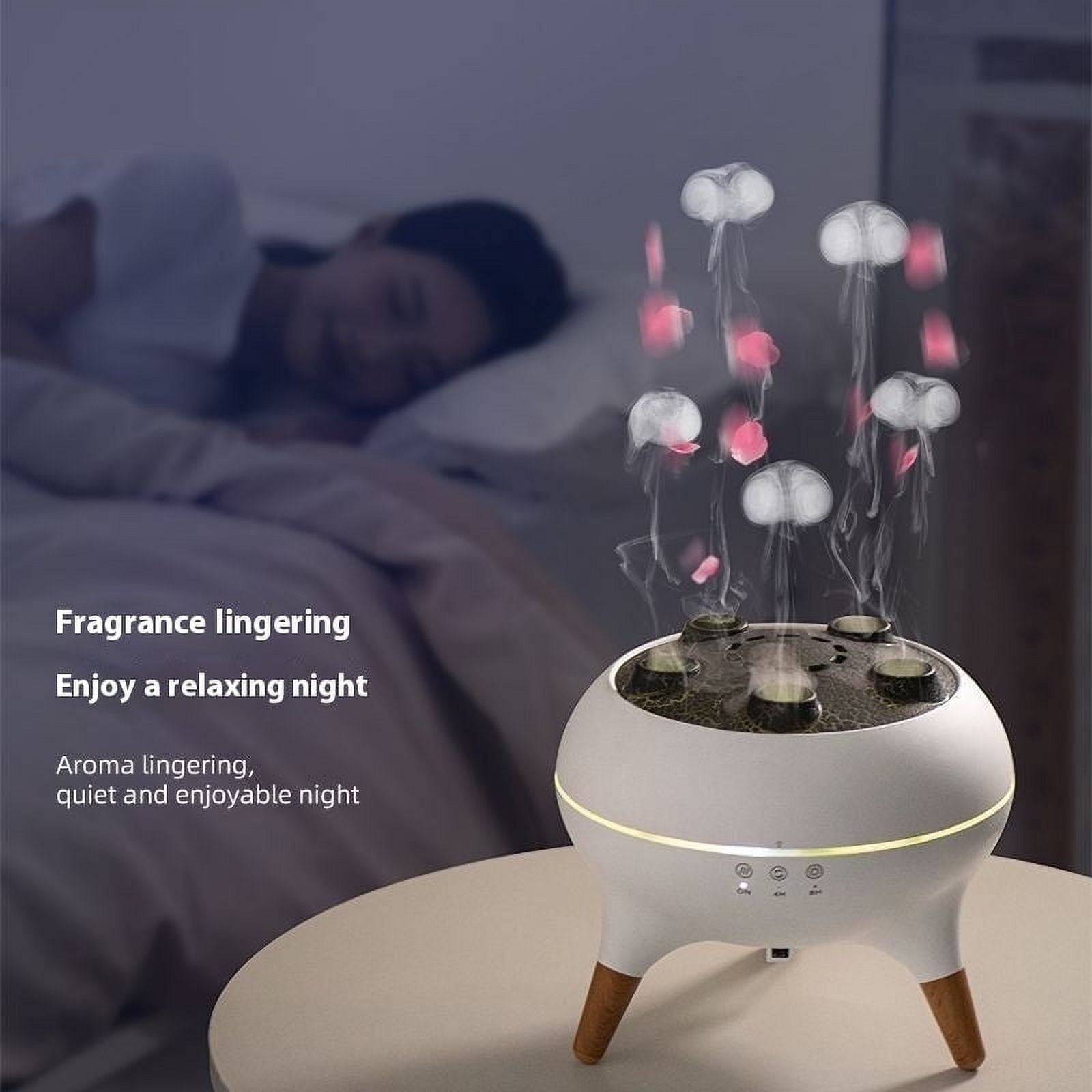 DIPHORIA Intelligent Jellyfish Ultrasonic Air Humidifier and Aroma Diffuser with Remote Control (White, 16 fl oz) ymbwo