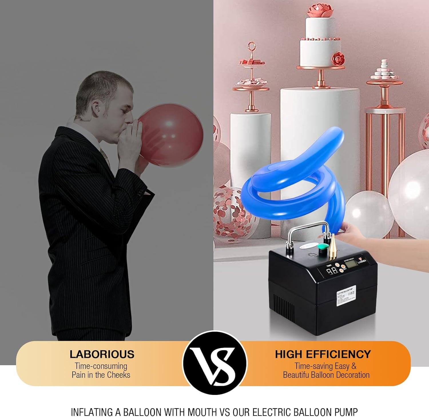 Lagenda B231 Electric Balloon Inflator Pump with Digital Timer for Party Decoration (Black, 1 Unit) 94khm