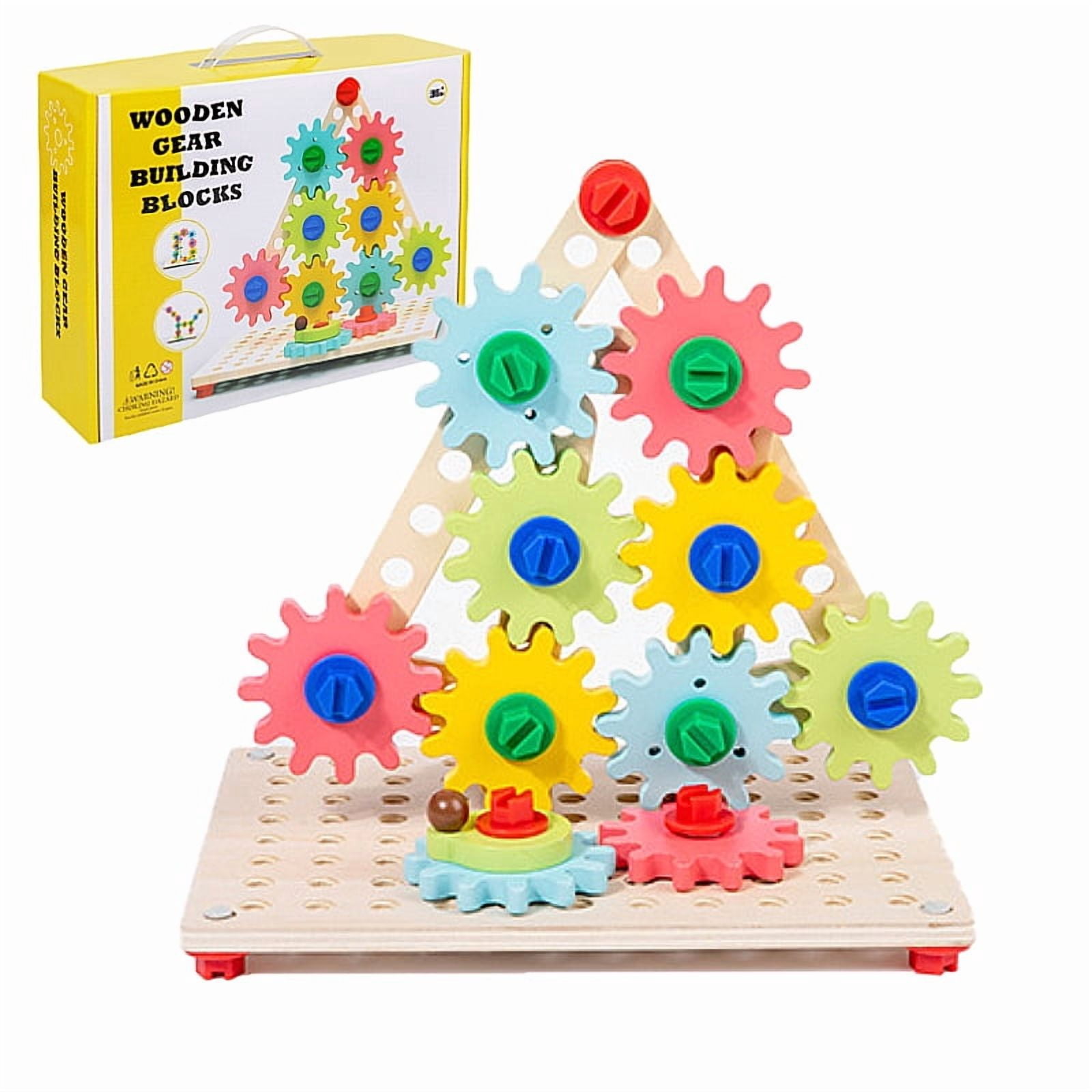 Agelkvoy Wooden Nut & Gear Building Blocks, 3D STEM Construction Puzzle Set, Educational Engineering Toy for Kids (Multicolor, 1 Set) elldh