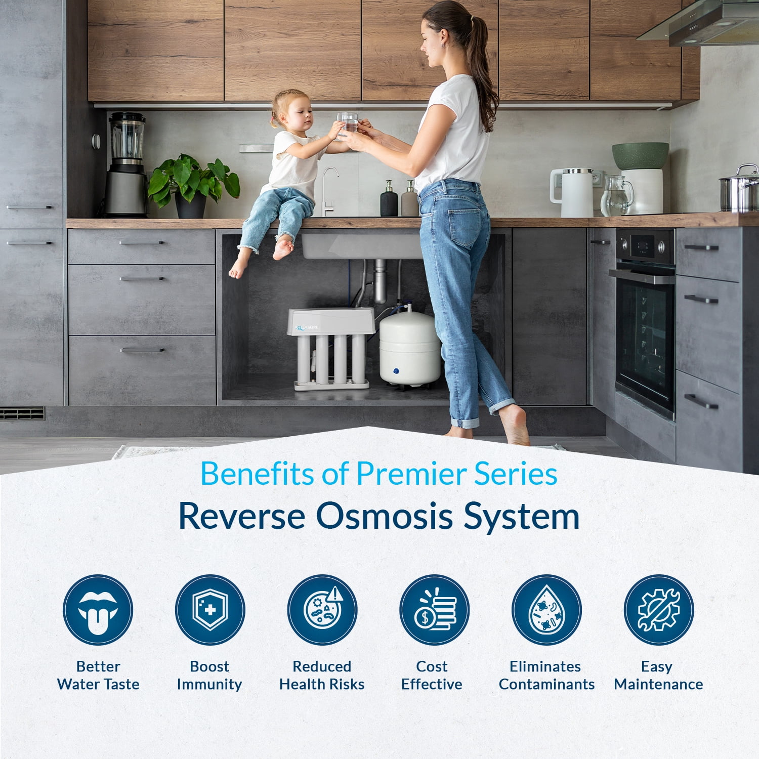 Aquasure Premier Advanced Reverse Osmosis Drinking Water Filter System with Alkaline Remineralizing (75 GPD) oe64d