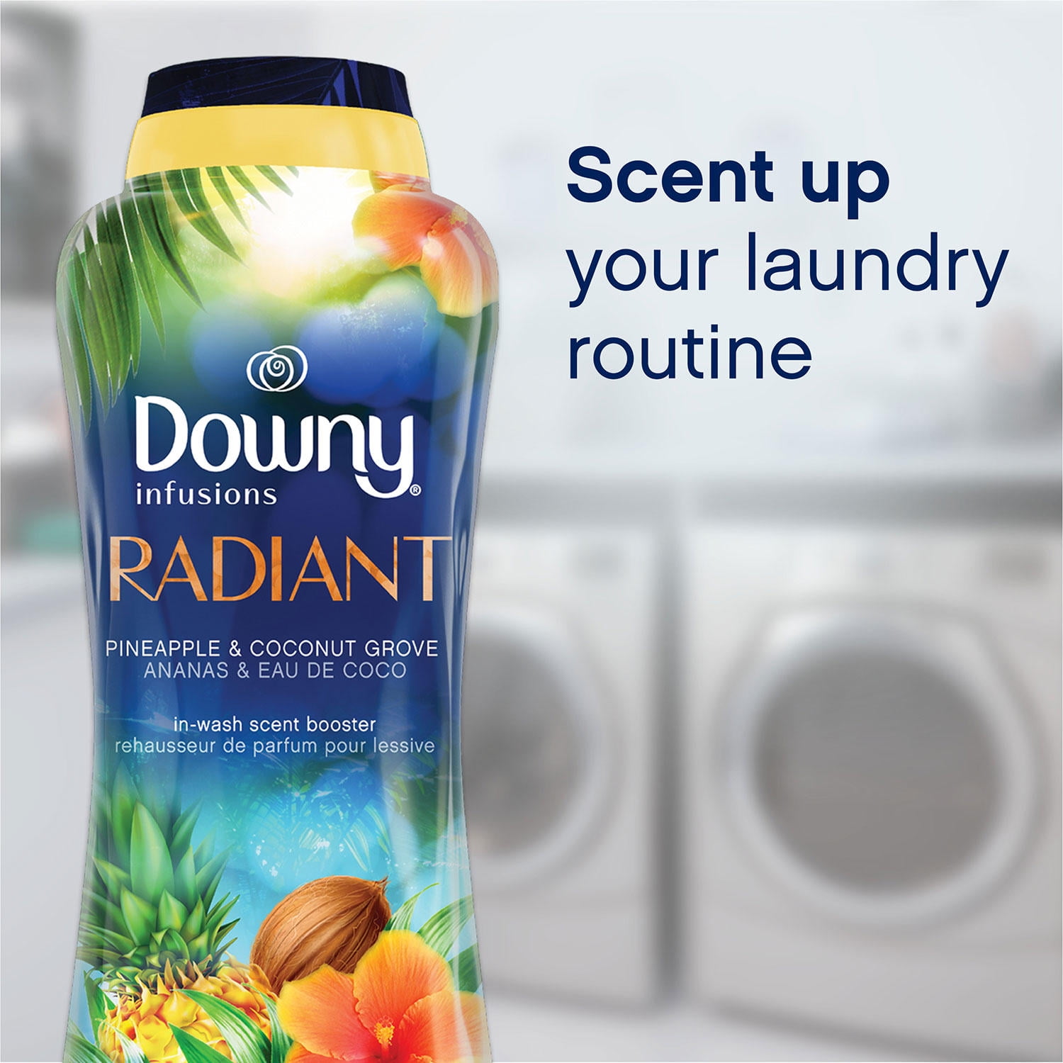 Downy Infusions Radiant In-Wash Scent Booster Beads, Pineapple & Coconut Grove (28.3 oz) d9kr8