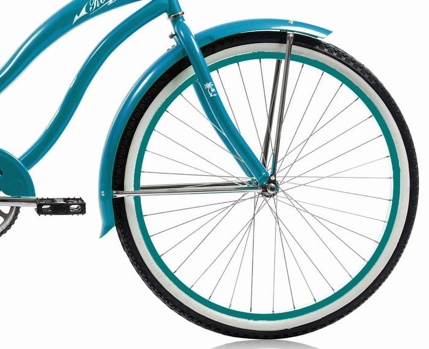 Wonder Wheels 26 in. Beach Cruiser Single Speed Bicycle with Coaster Brake and Fenders (Turquoise, 26 in.) cytxd